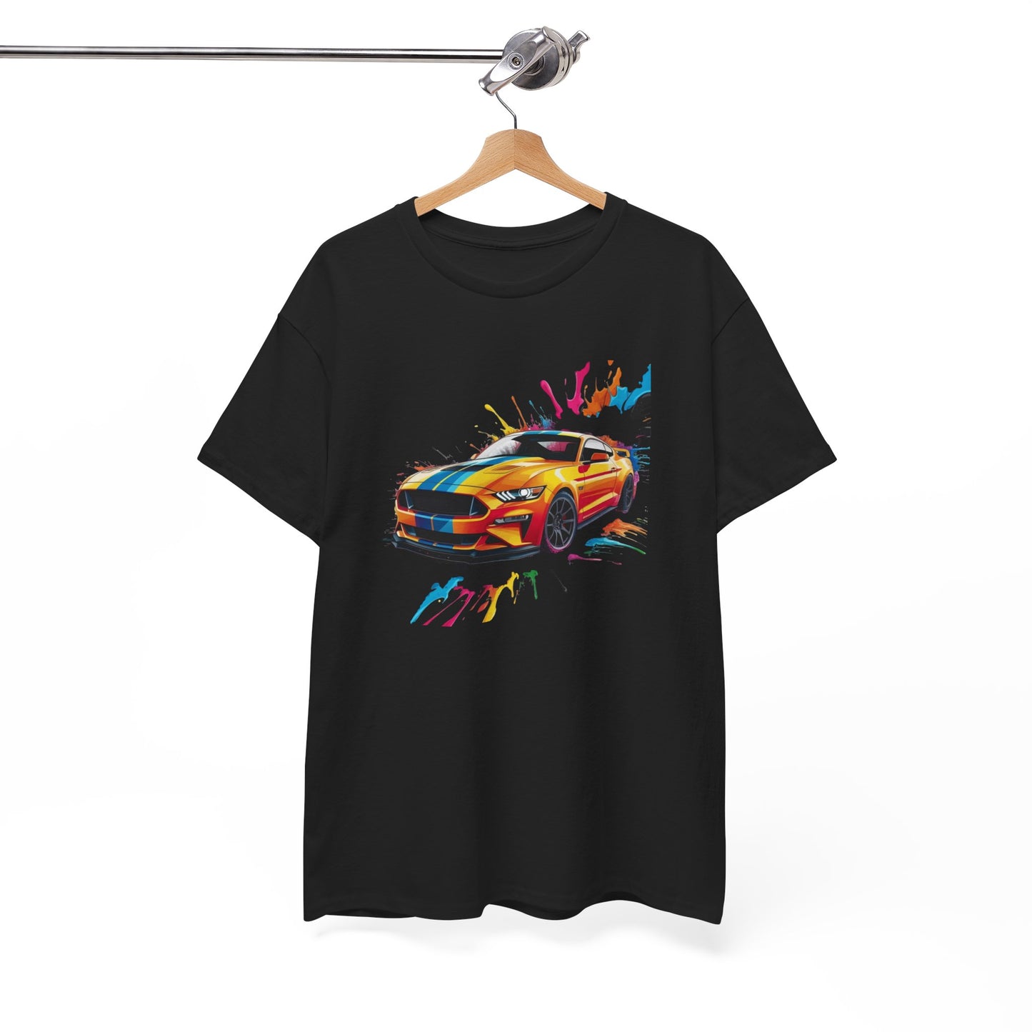 T-Shirt Voiture Sport Colorée – Tee Shirt Muscle Car Street Art – Cadeau Passion Auto Noir Blanc Gris