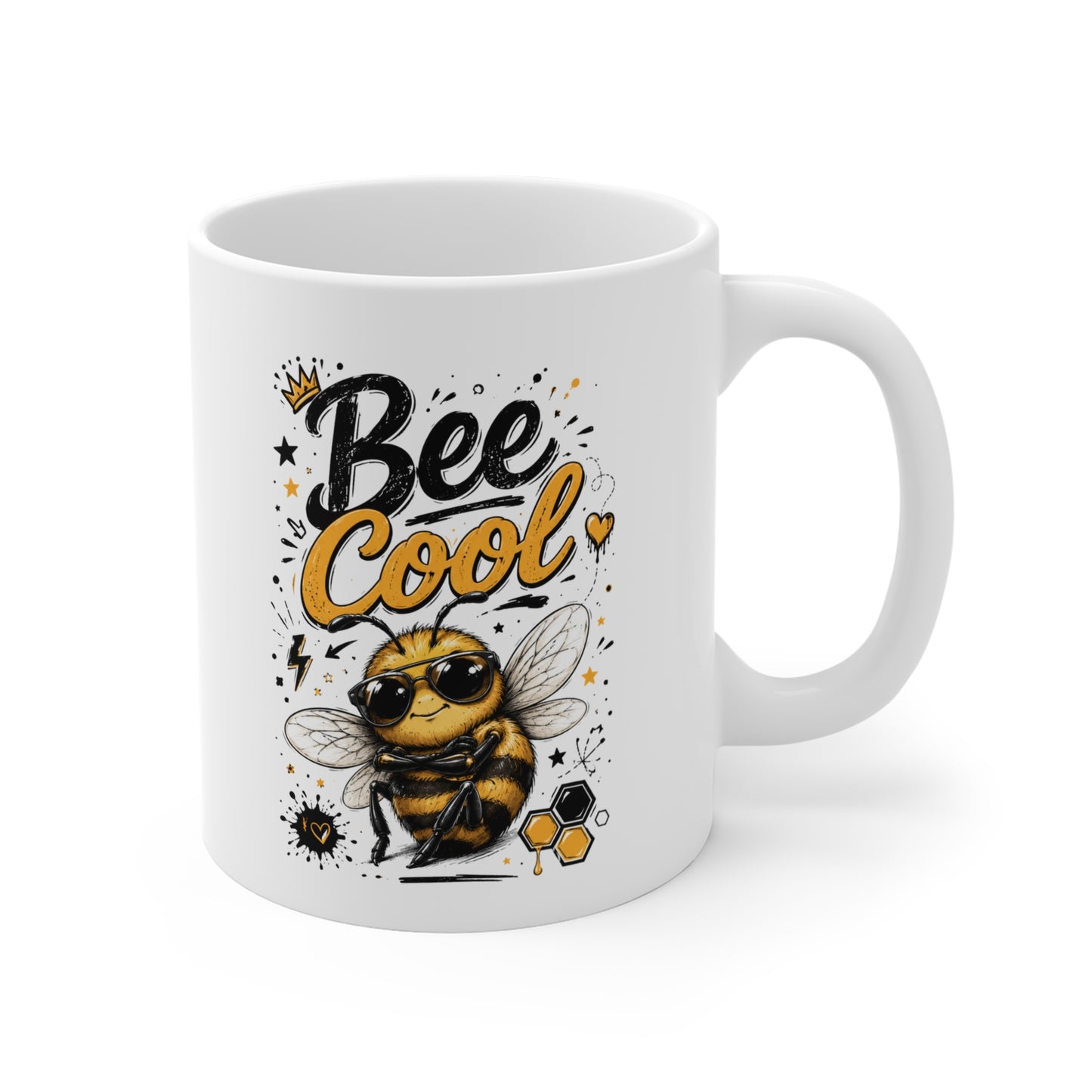 Tasse Bee Cool – Mug Abeille Humour Amusant – Cadeau Homme Femme 325ml