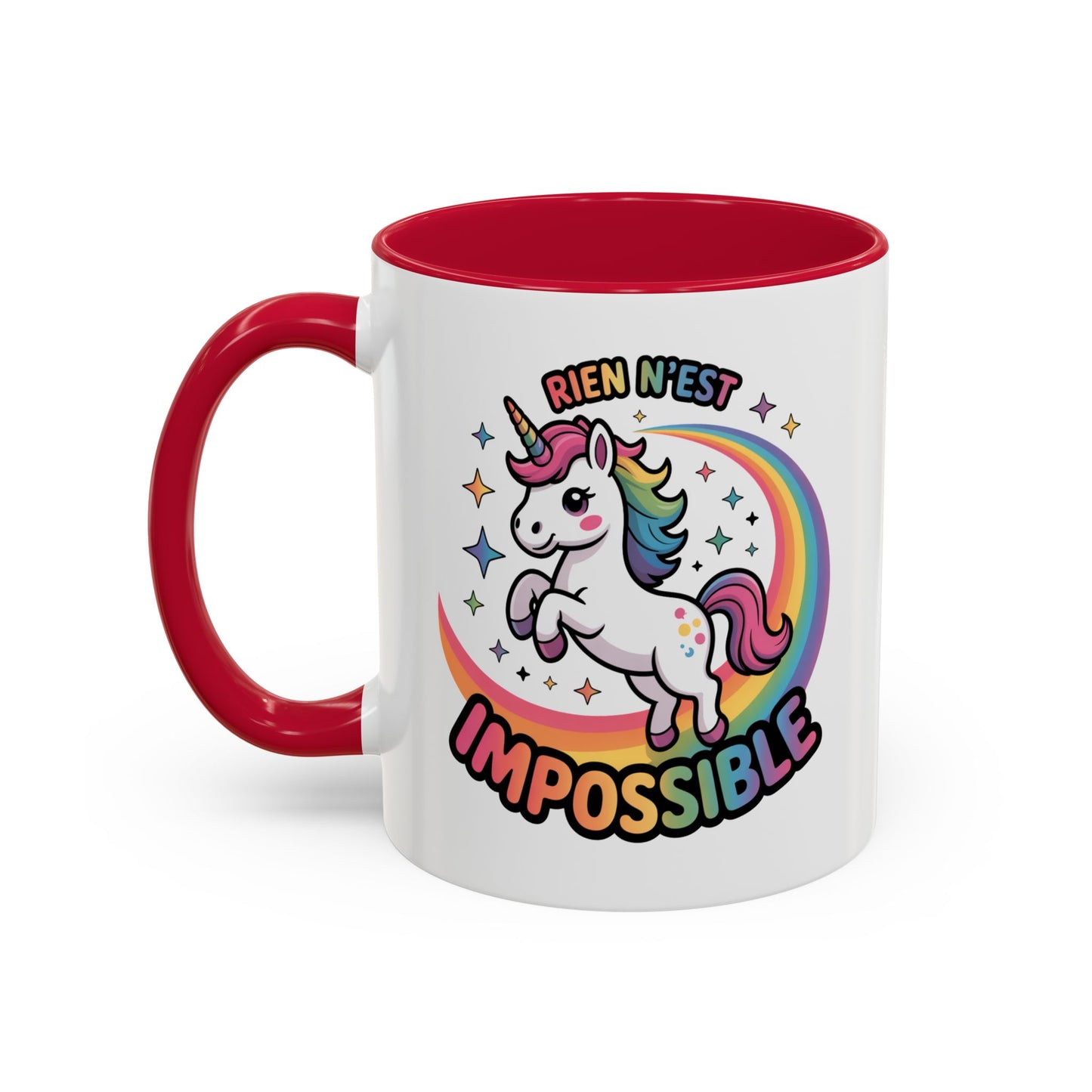 Tasse Licorne Motivation “Rien n’est impossible” – Mug Inspirant Arc-en-ciel Fantaisie – Cadeau Positif