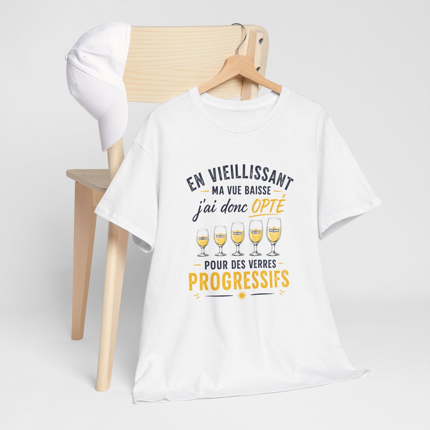 T-Shirt Humour Pastis Verres Progressifs – Tee Shirt Drôle Apéro Alcool Citation Amusante Adulte – Cadeau Ami Apéritif Noir Blanc Gris