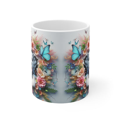 Tasse Céramique Dalmatien et Fleurs – Mug Chien Mignon Papillons – Cadeau Animaux Bohème 325ml