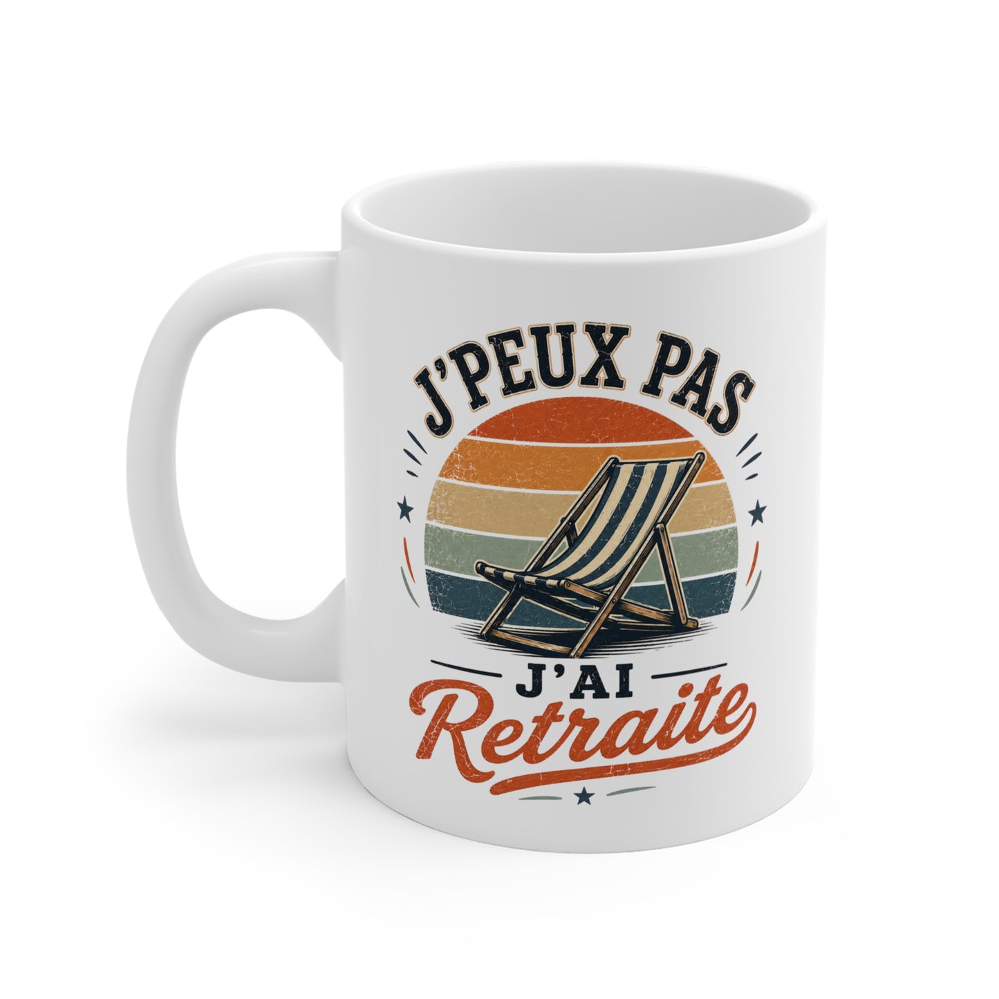 Tasse J’Peux Pas J’Ai Retraite – Mug Humour Retraité Vintage – Cadeau Retraite Homme Femme 325ml