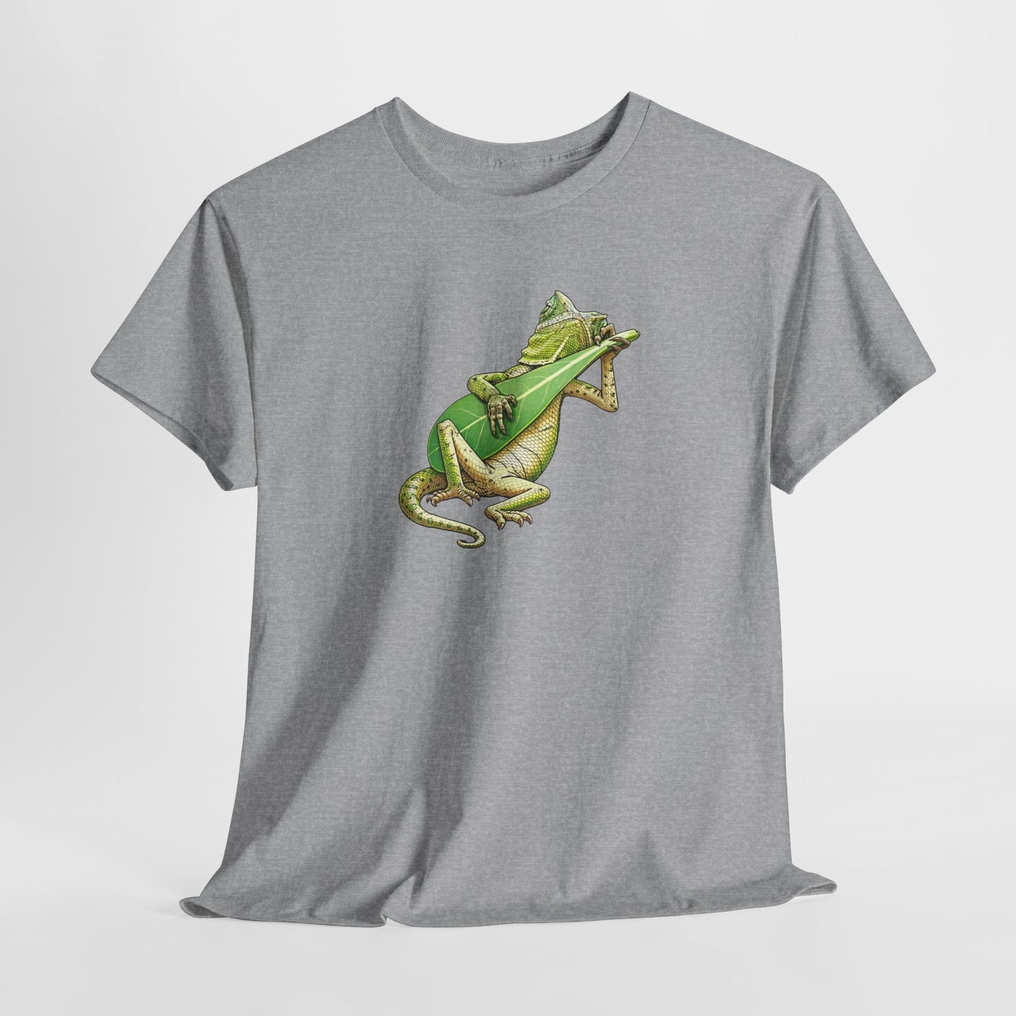 T-Shirt Lézard Fun Musique Nature – Reptile Joueur Instrument Feuille – Tee Shirt Original Humour Détente