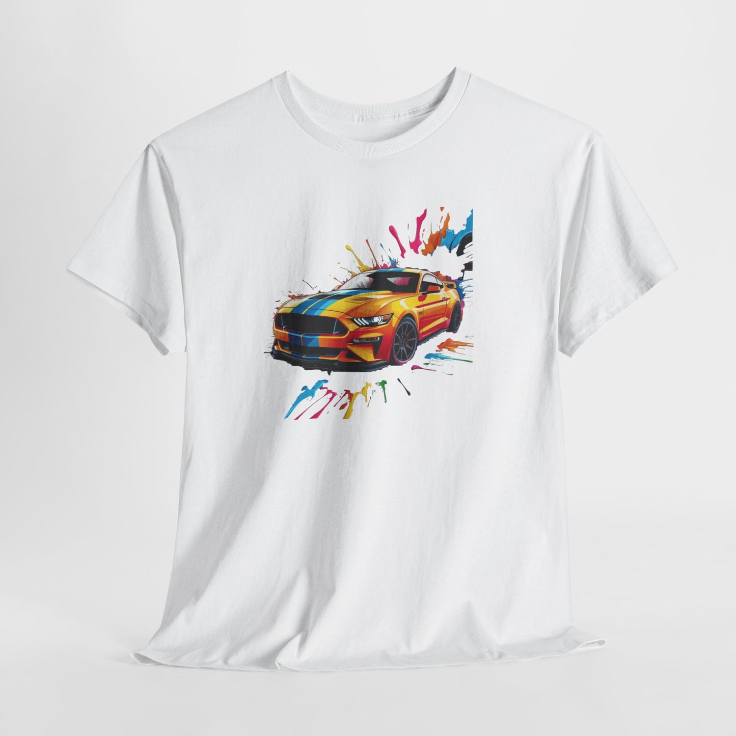 T-Shirt Voiture Sport Colorée – Tee Shirt Muscle Car Street Art – Cadeau Passion Auto Noir Blanc Gris