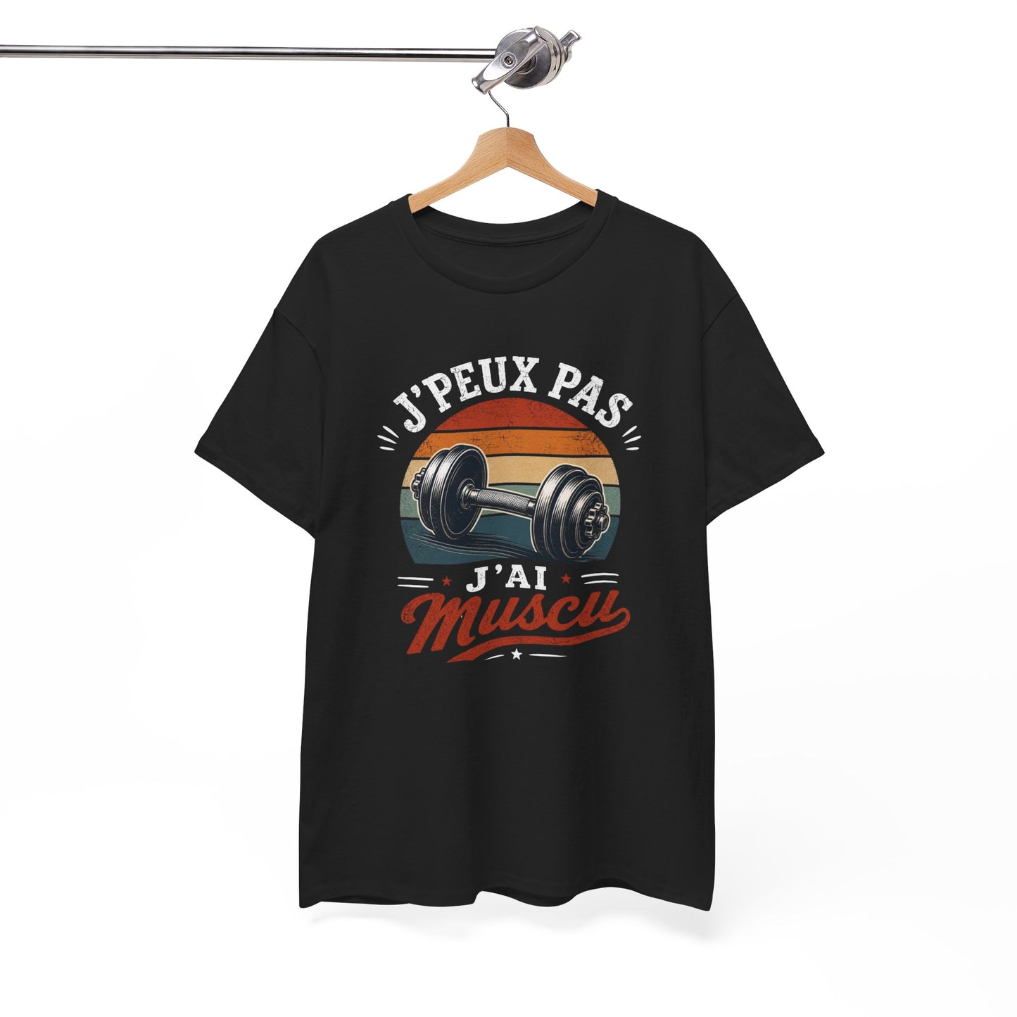 T-Shirt Musculation Homme Femme – J’Peux Pas J’Ai Muscu – Tee Shirt Fitness Bodybuilding Haltère Vintage Cadeau Sport Salle de Sport