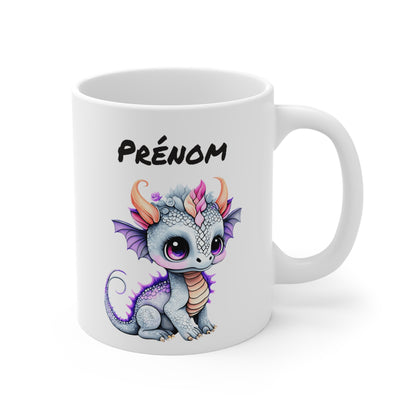 Mug Personnalisé Bébé Dragon Mignon 325ml – Tasse Céramique Prénom Fantasy Kawaii