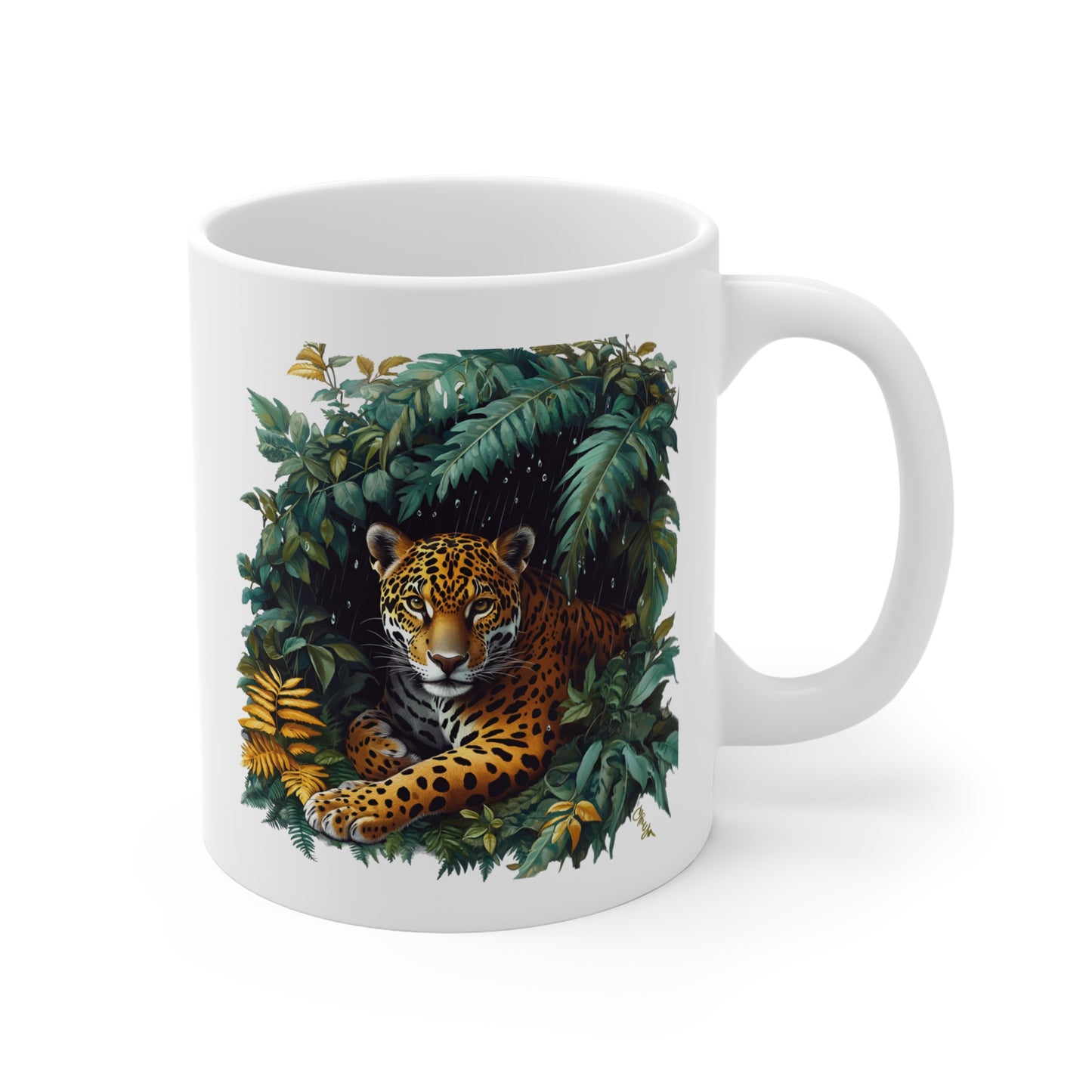 Tasse Jaguar Jungle Tropicale – Mug Céramique 325 ml – Design Animalier Artistique et Exotique
