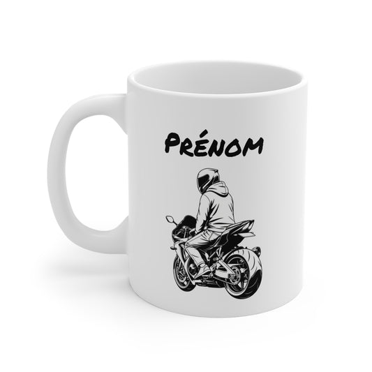Tasse Moto Personnalisée avec Prénom – Mug Motard Sportive Casque – Cadeau Motocycliste Homme 325 ml