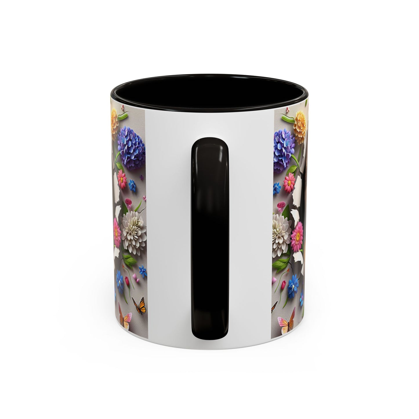 Mug Spitz Kawaii – Tasse Chiot Spitz Allemand avec Fleurs et Papillons – Cadeau Amoureux des Chiens 325ml