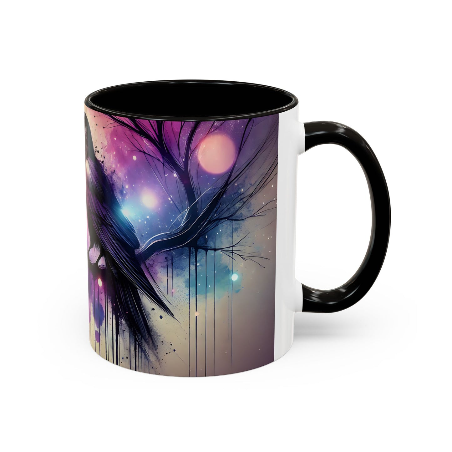 Mug Corbeau Mystique – Tasse Gothique Violet et Bleu avec Oiseau Fantastique – Cadeau Fantasy et Univers Sombre 325ml