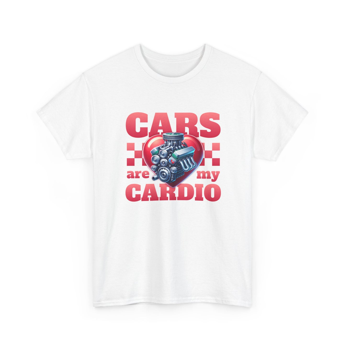 T-Shirt Cars Are My Cardio Homme Femme – Tee Shirt Moteur Cœur Voiture – Cadeau Passion Auto Mécanique Noir Blanc Gris