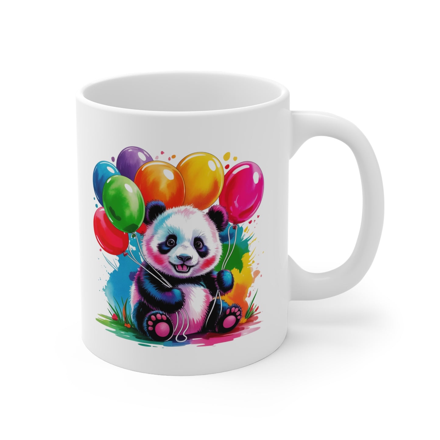 Mug Panda Kawaii avec Ballons Arc-en-Ciel – Tasse Animal Mignon et Colorée – Design Joyeux et Fantaisie – Cadeau Original Panda Lovers – Céramique 325ml