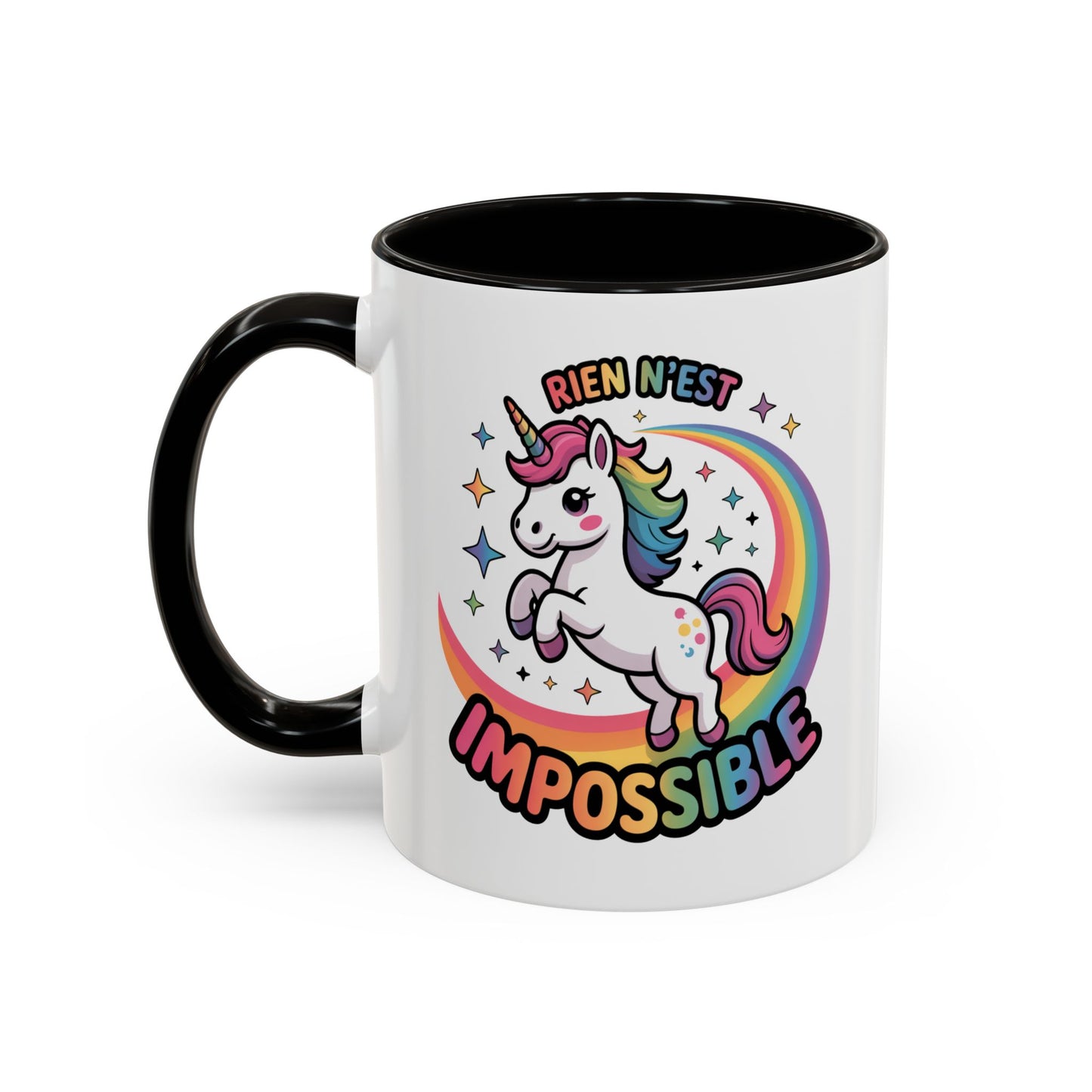 Tasse Licorne Motivation “Rien n’est impossible” – Mug Inspirant Arc-en-ciel Fantaisie – Cadeau Positif