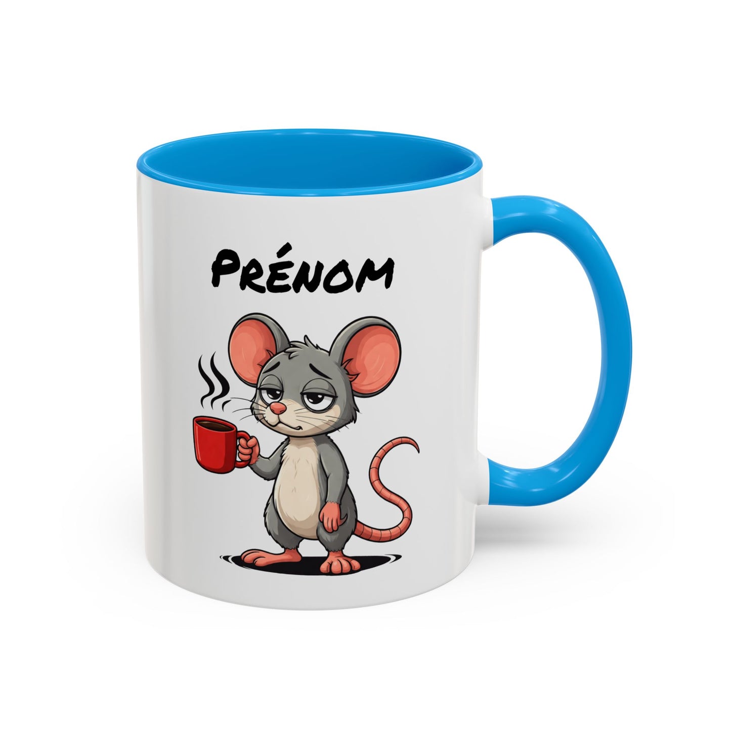 Tasse Souris Fatiguée avec Café – Mug Humour Animal Mignon – Illustration Cartoon 325ml
