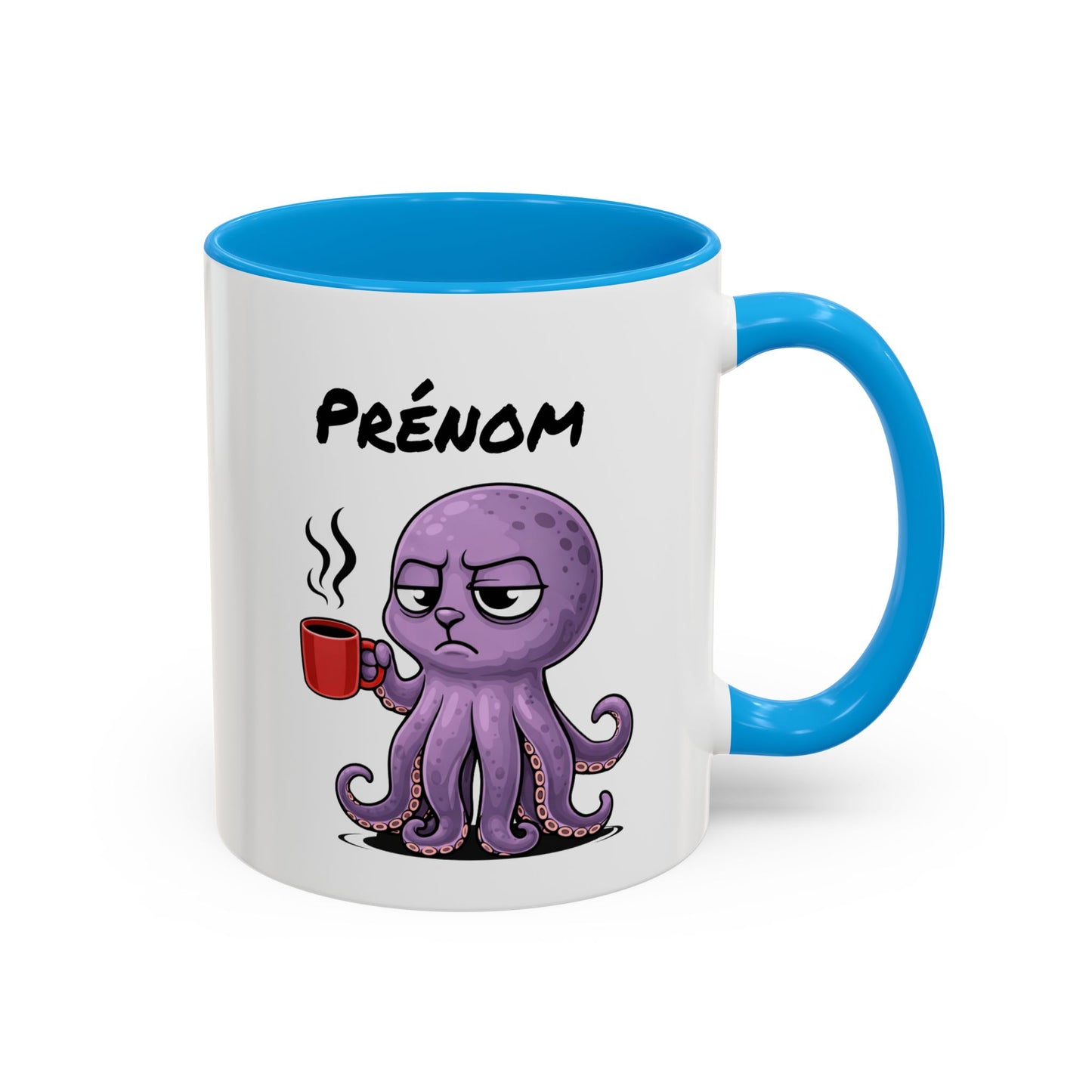 Mug Poulpe Fatigué Personnalisable 325ml – Tasse Café Humour Animal Marin Drôle Réveil Difficile Bureau