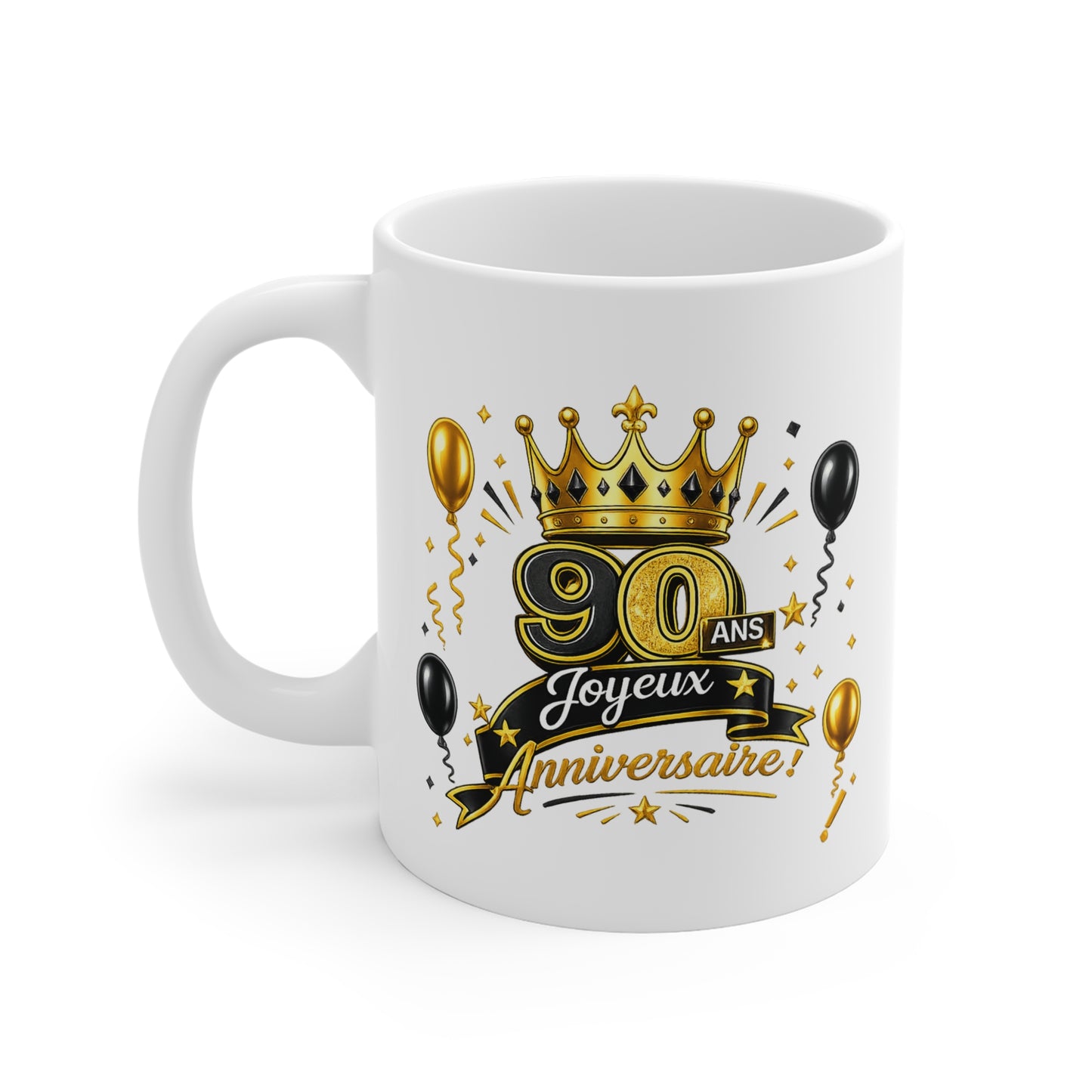Mug Joyeux 90 Ans – Tasse Anniversaire 90 Ans – Cadeau Original pour Femme Homme – Idée Cadeau 90e Anniversaire