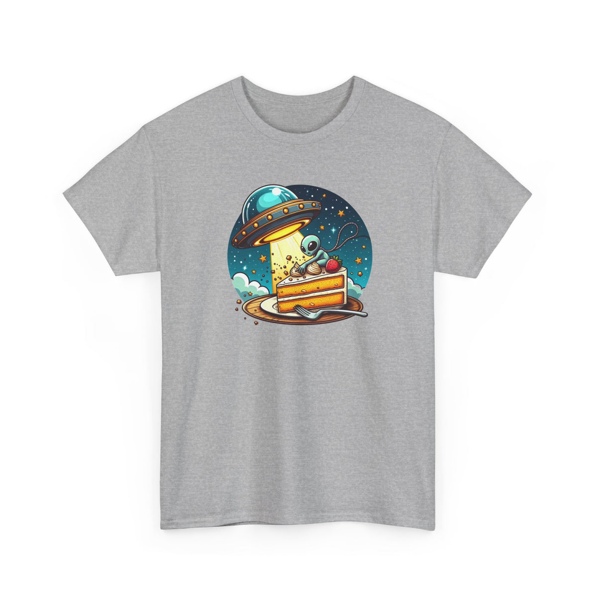 Tee Shirt Alien Gourmand Homme Femme – T-Shirt Extraterrestre Gâteau Fraise OVNI – Espace Humour – Idée Cadeau Originale