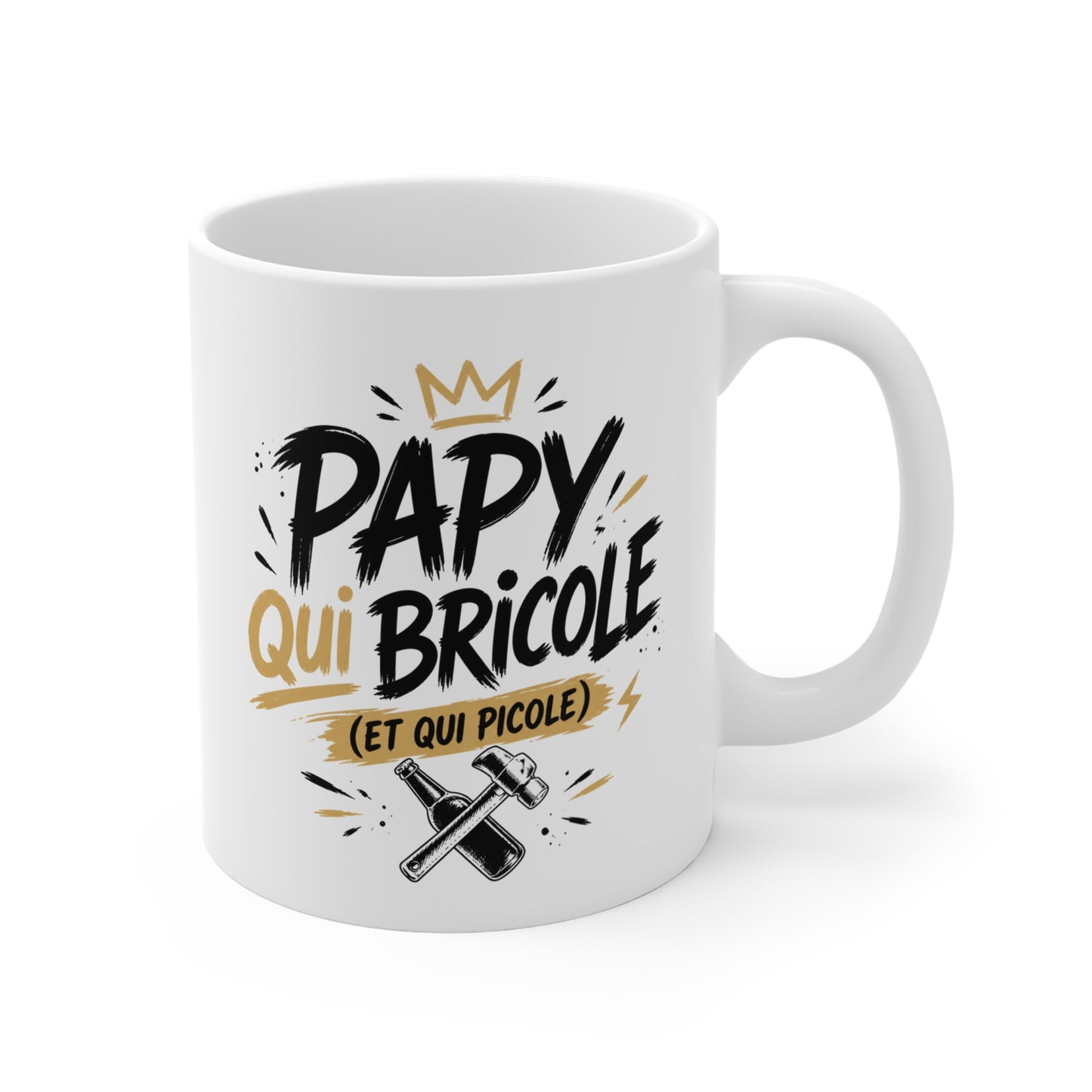 Tasse Papy Qui Bricole Et Qui Picole – Mug Humour Bricolage Apéro – Cadeau Papy Homme 325ml