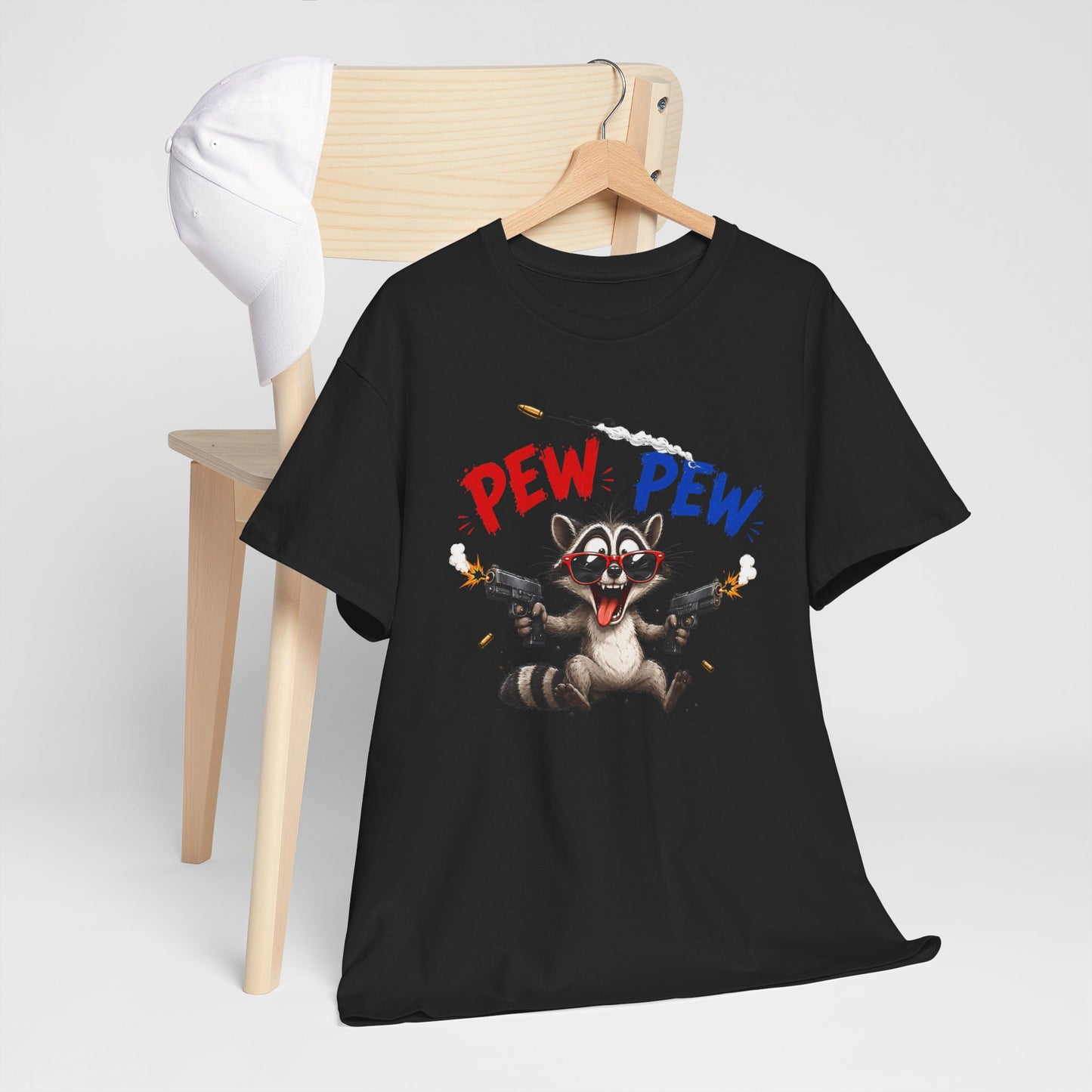 Tee-Shirt Pew Pew Raton Laveur Humour – Cadeau Drôle Homme Femme – Design Cartoon Original