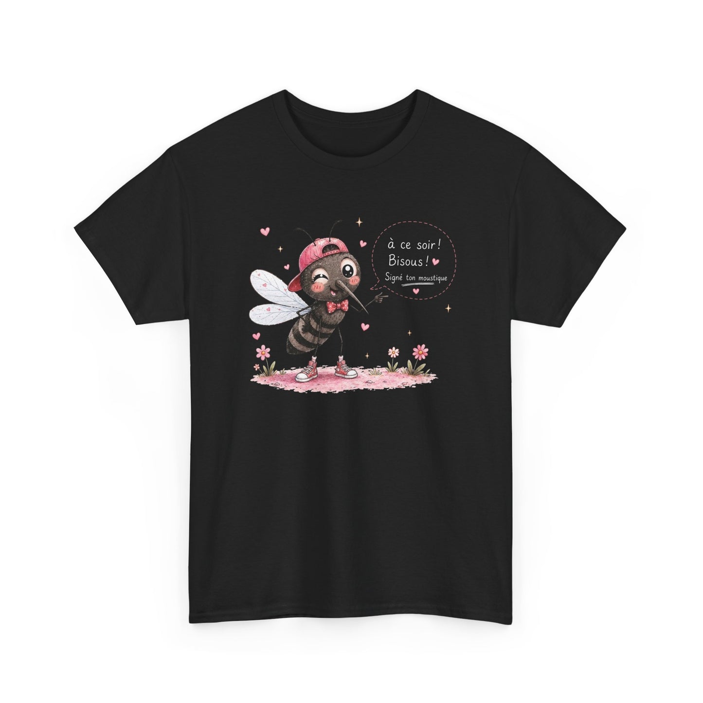 Tee-Shirt Humour À Ce Soir Bisous Signé Ton Moustique – Cadeau Drôle Homme Femme – Design Original