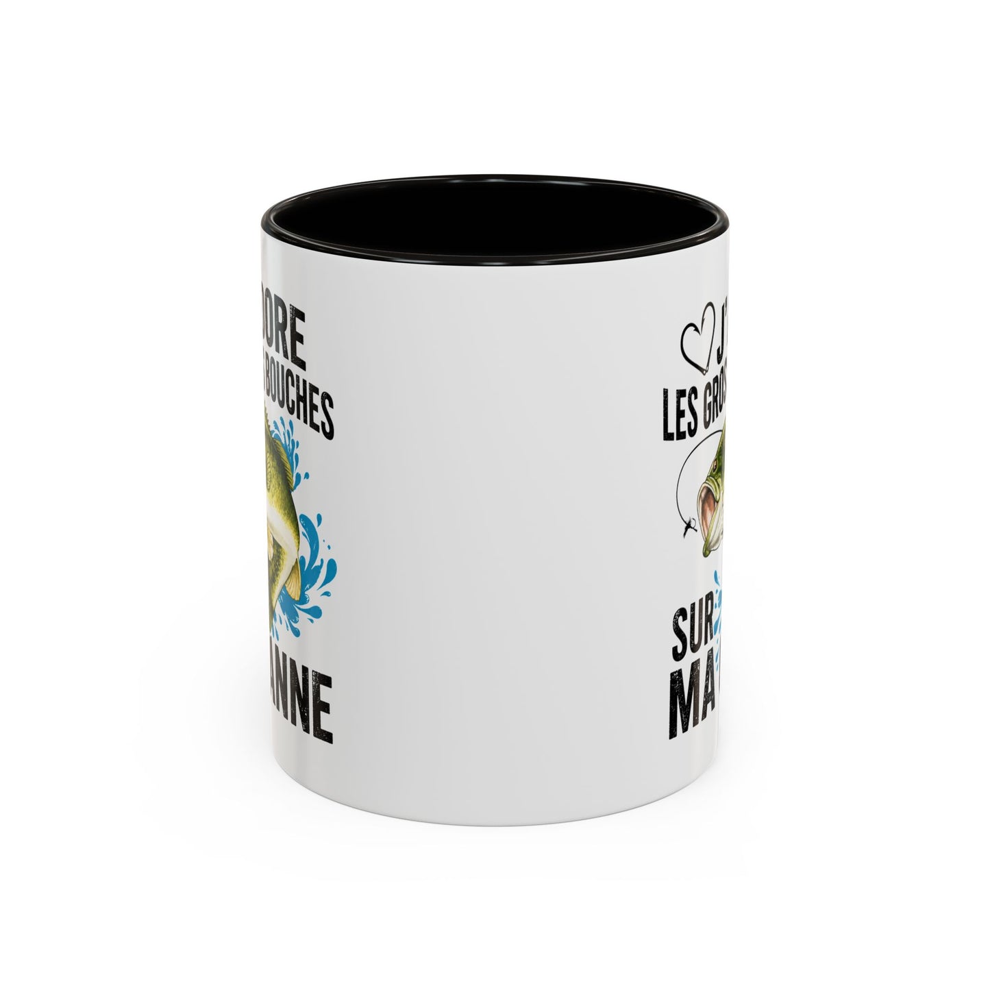 Mug Pêche Grosses Bouches – Tasse Humoristique Poisson – Cadeau Homme Pêcheur Passionné – 325 ml Noir Bleu Rouge