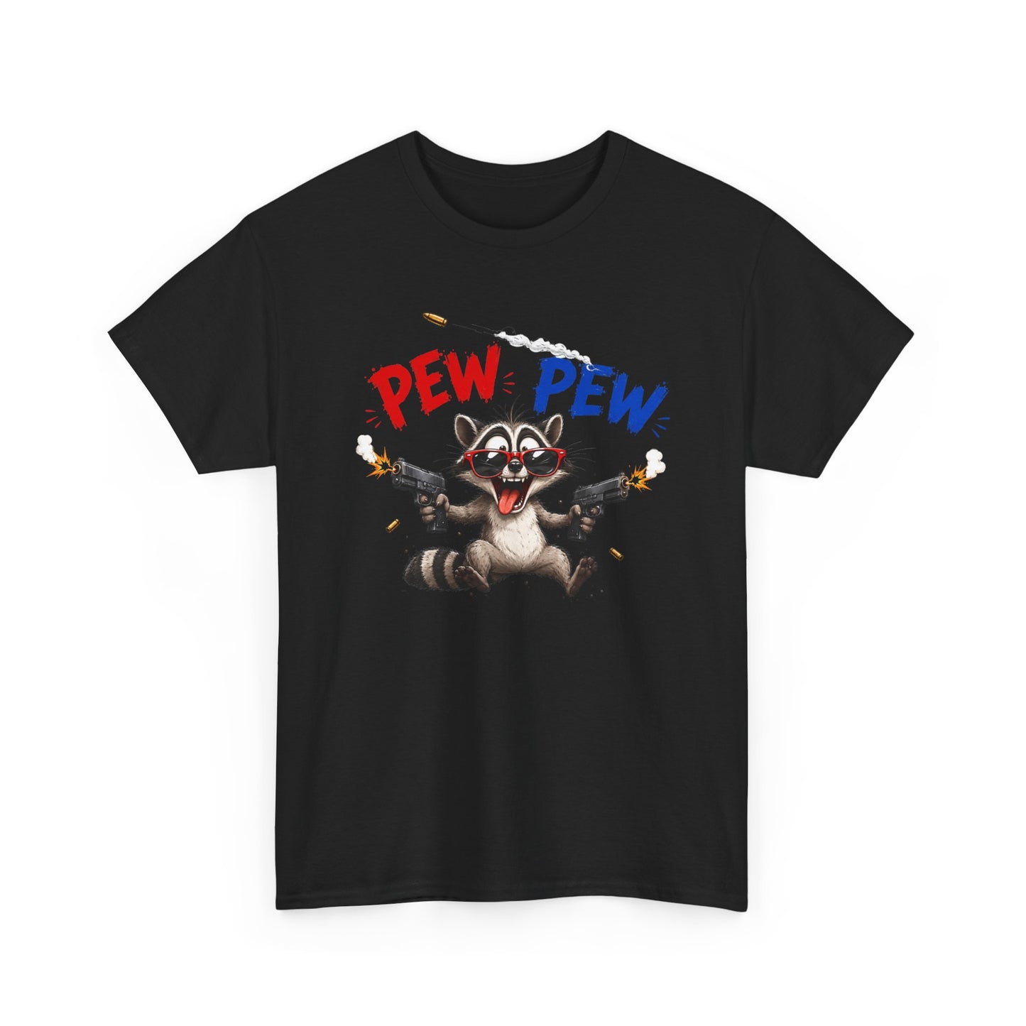 Tee-Shirt Pew Pew Raton Laveur Humour – Cadeau Drôle Homme Femme – Design Cartoon Original