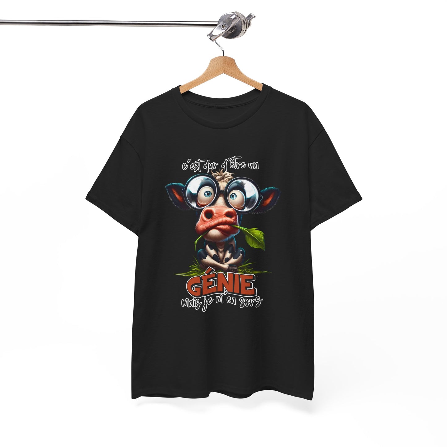 Tee Shirt C’est Dur d’Être un Génie Mais Je M’en Sors – T-Shirt Humour Vache Rigolote – Cadeau Homme Femme
