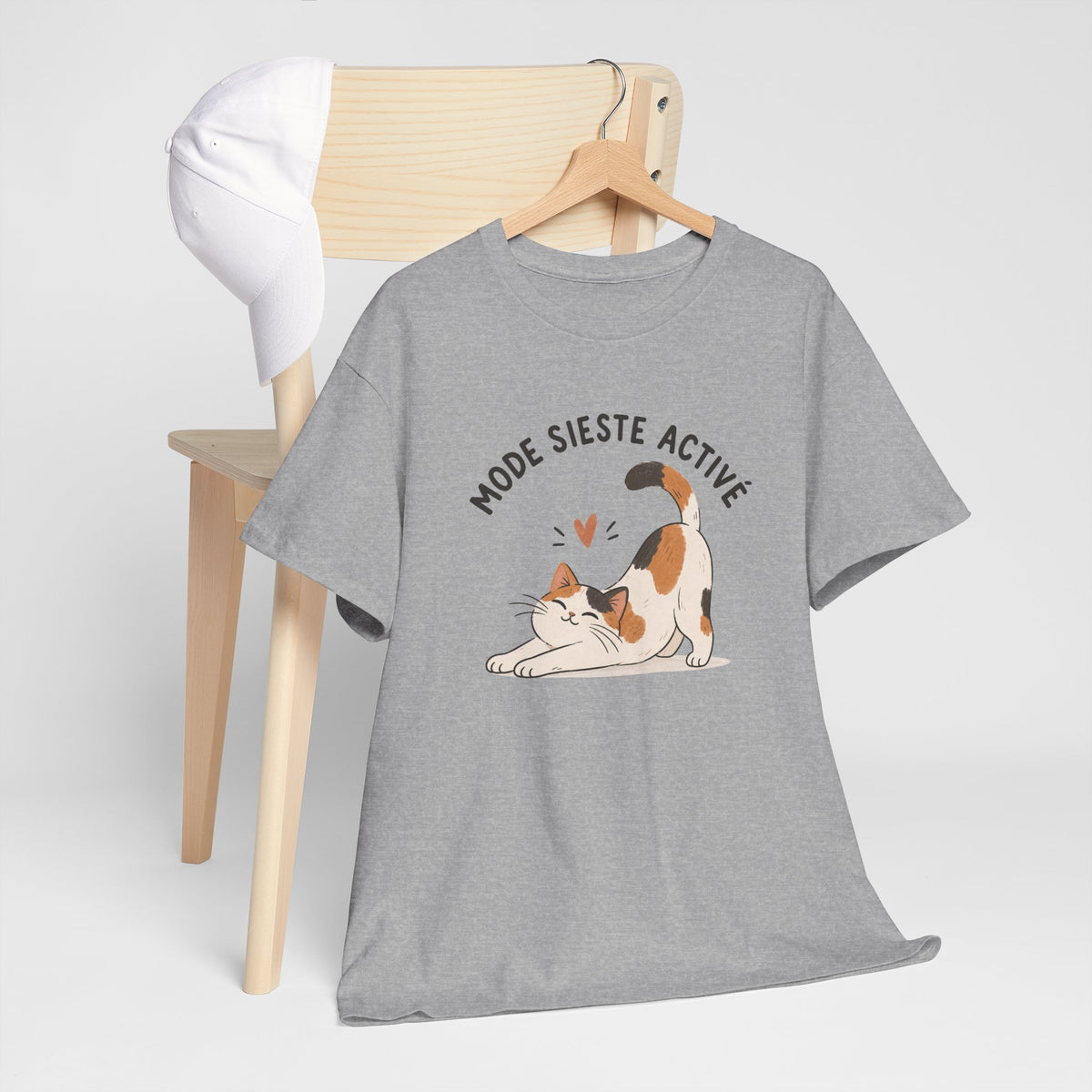 Tee Shirt Chat Homme Femme – Mode Sieste Activé – T-Shirt Humour Chat Amoureux des Chats Cadeau Original