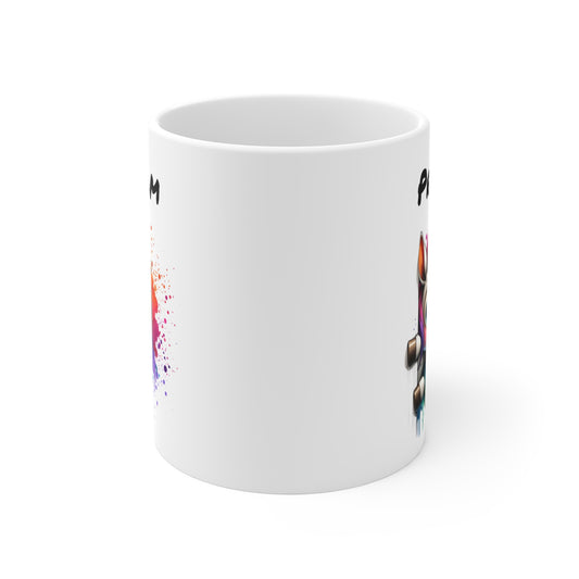 Tasse Personnalisable Cheval Blanc Mignon – Mug Prénom Illustration Arc-en-Ciel Colorée – Cadeau Animal Fantaisie 325ml