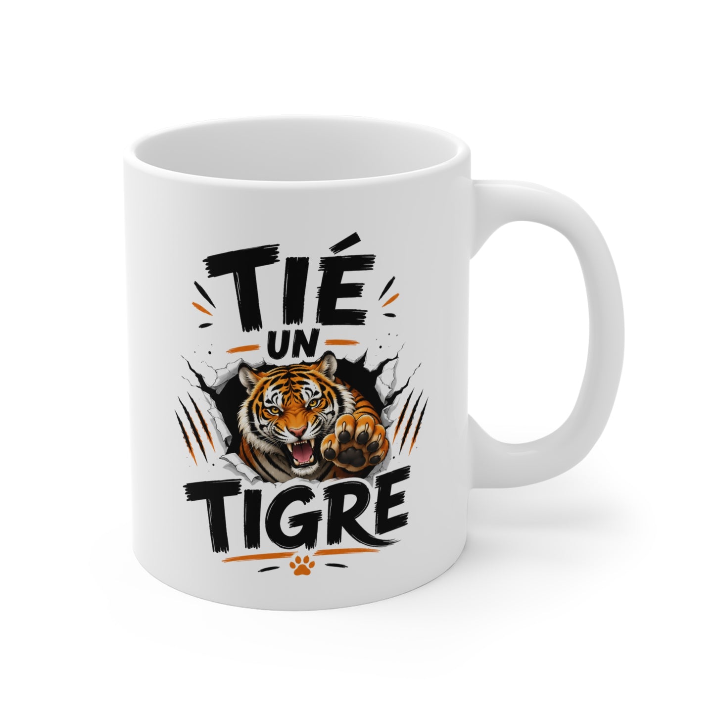 Tasse Tié Un Tigre – Mug Humour Tigre Sauvage – Cadeau Homme Femme Passion Animaux 325ml