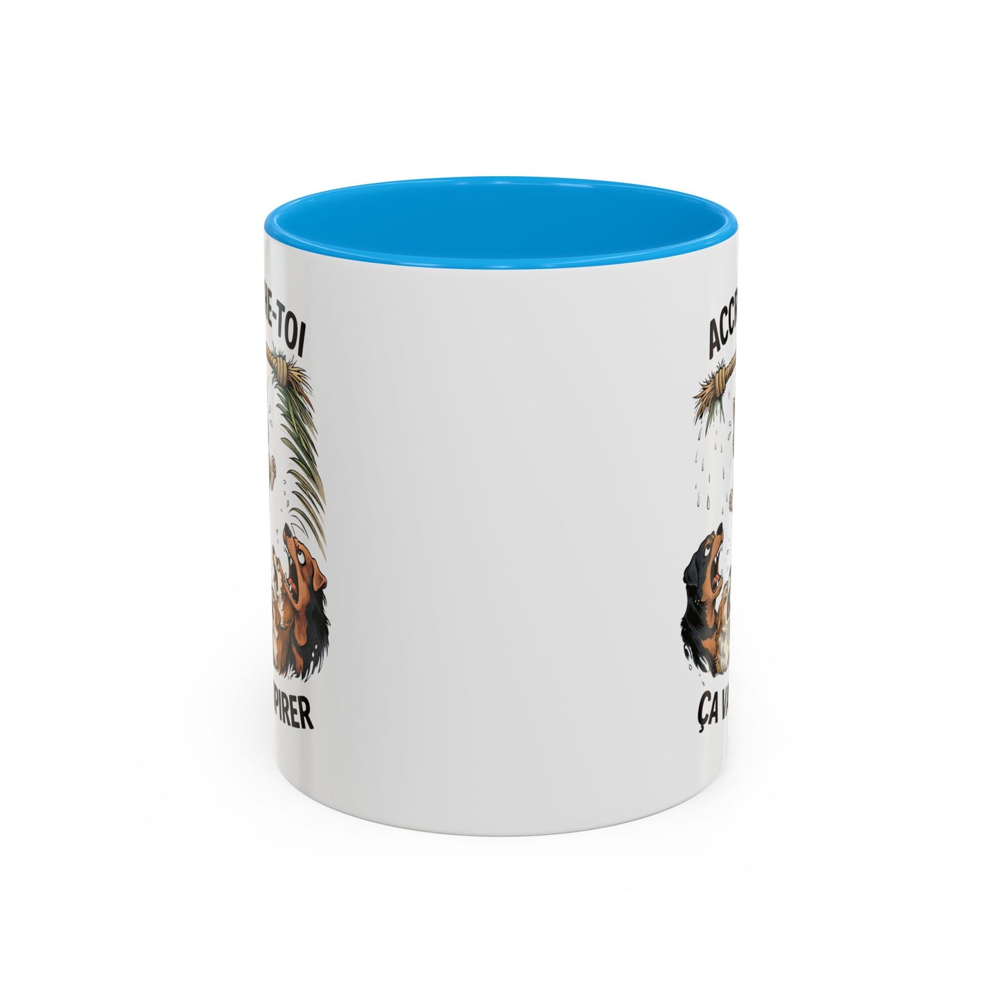 Tasse Humour Chat Suspendu avec Chiens – Accroche-Toi Ça Va Empirer – Mug Drôle Animaux Cadeau Collègue – Céramique 325ml