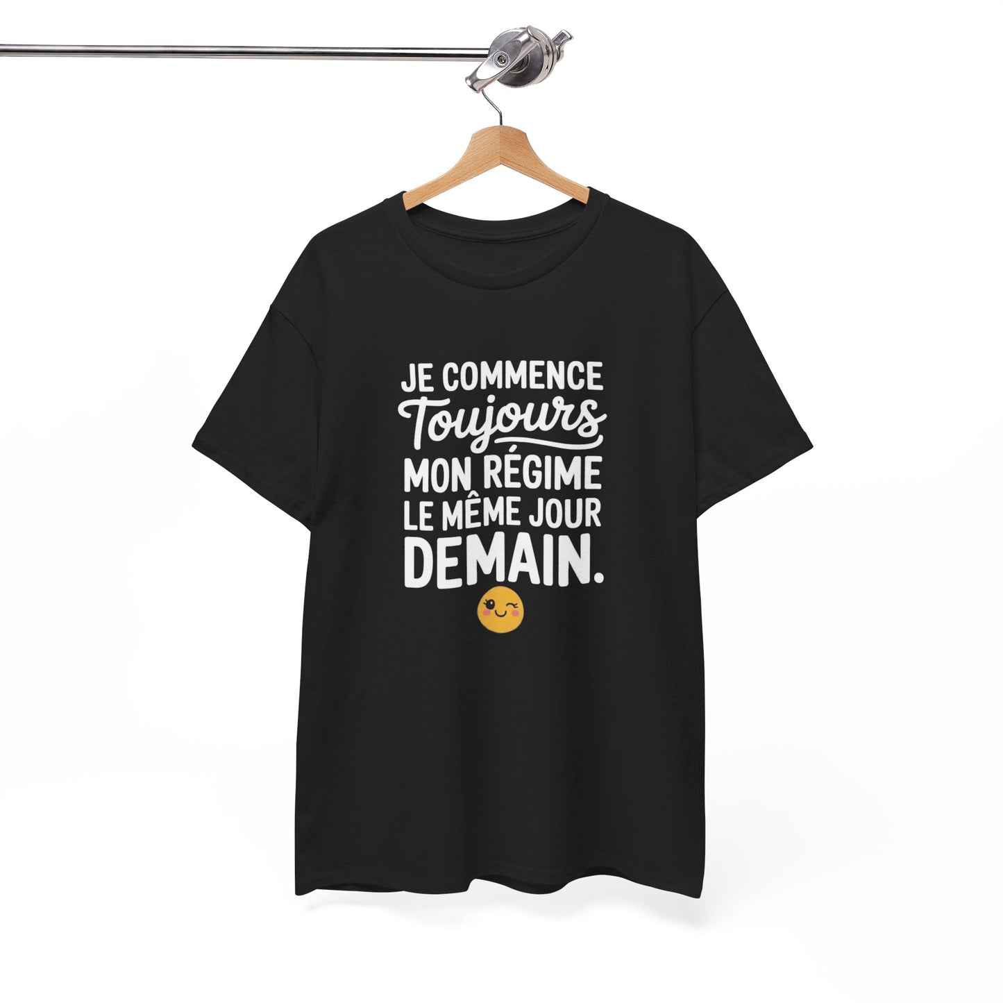 Tee Shirt Je Commence Toujours Mon Régime Demain – T-shirt Humour Procrastination – Cadeau Drôle