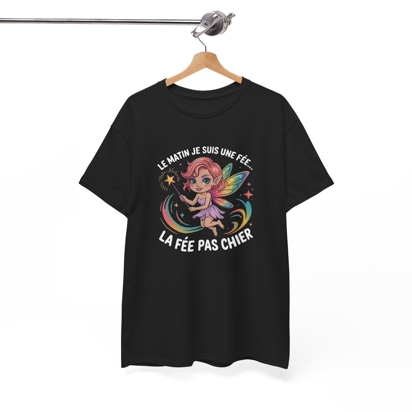 Tee Shirt Femme Le Matin Je Suis Une Fée La Fée Pas Chier – T-shirt Humour Femme Fée – Cadeau Drôle