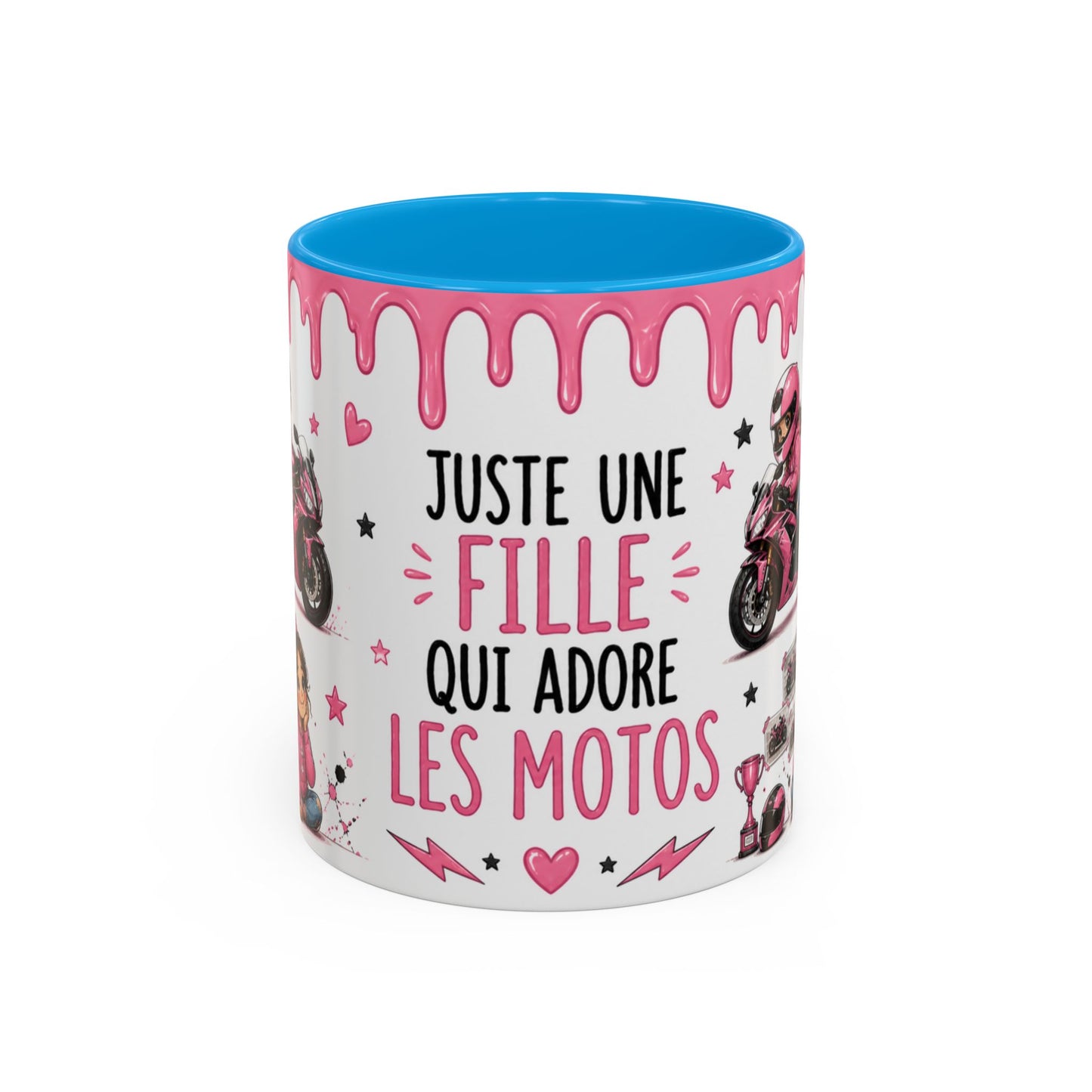 Tasse Juste Une Fille Qui Adore Les Motos – Mug Moto Rose Fille et Univers Racing Kawaii – Céramique 325ml