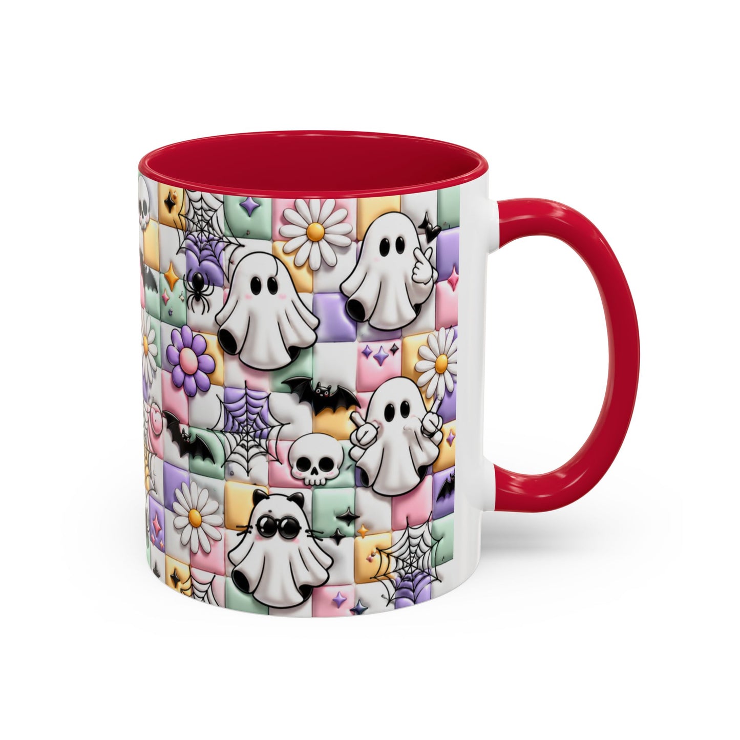 Tasse Fantômes Kawaii Halloween – Mug Cute Goth Pastel avec Chauves-Souris et Toiles – Cadeau Femme Fille 325ml