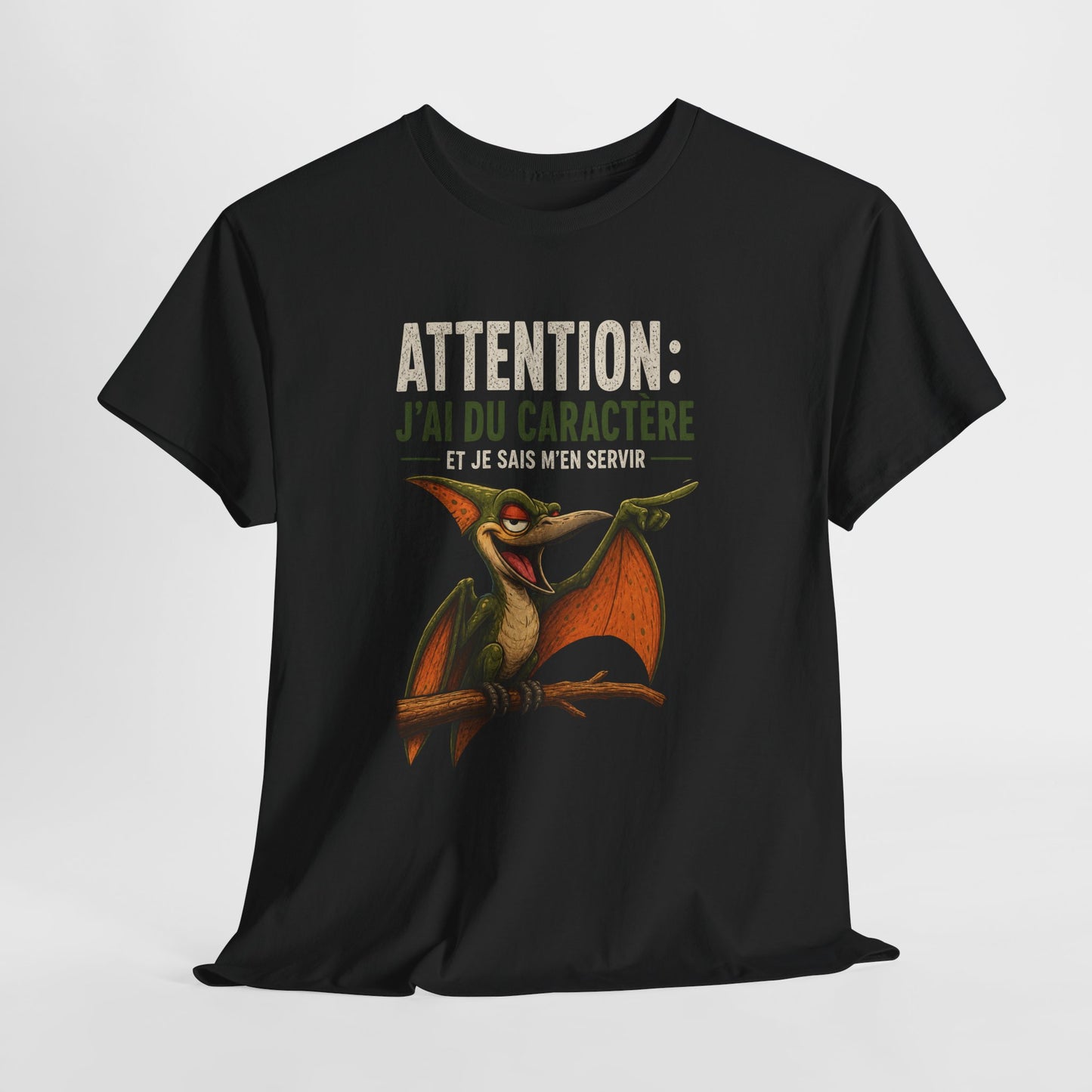 T-Shirt Humour Homme et Femme – Dinosaure Volant Drôle – Gros Caractère Sarcastique – Cadeau Original Anniversaire