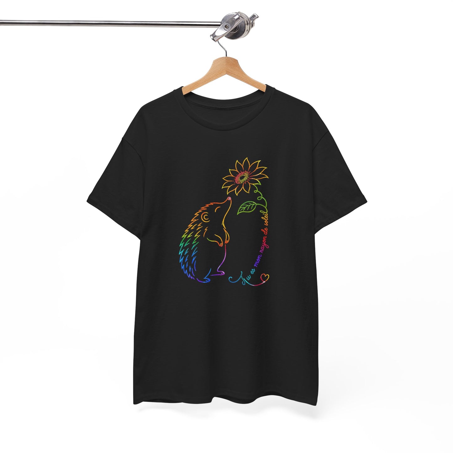 Tee Shirt Femme Hérisson Tournesol Coloré Fleur Nature Animal Mignon Cadeau Original