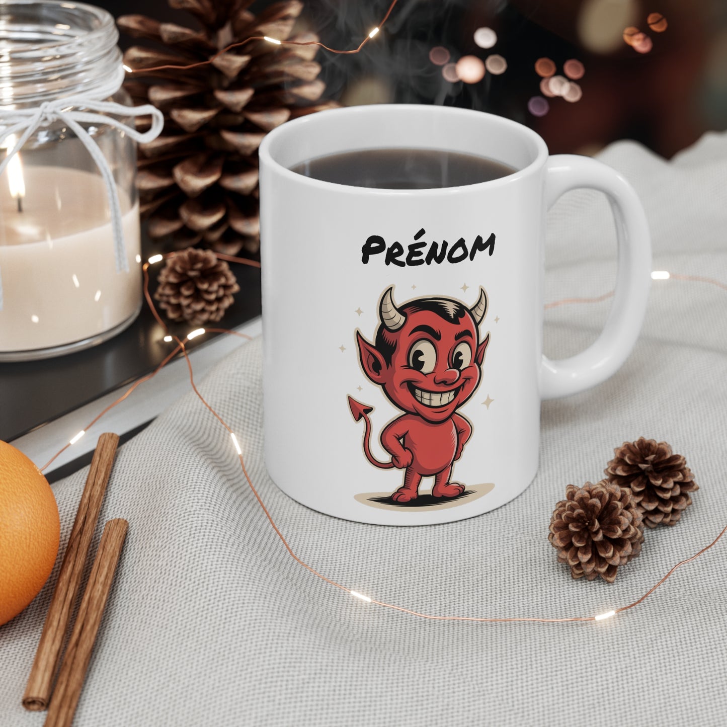 Tasse Personnalisable Petit Diable Rouge – Mug Humour Vintage Cartoon – Cadeau Drôle Original 325ml