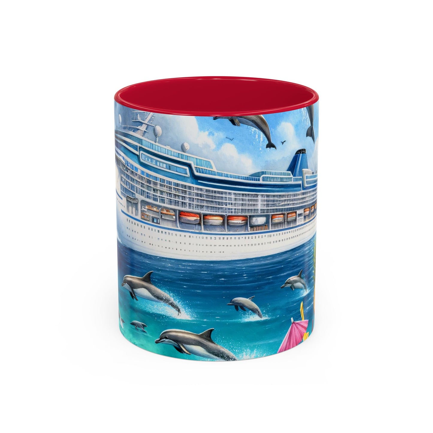 Mug Croisière Tropicale avec Dauphins – Tasse Paquebot de Luxe et Océan Paradisiaque – Cadeau Voyage et Vacances 325ml