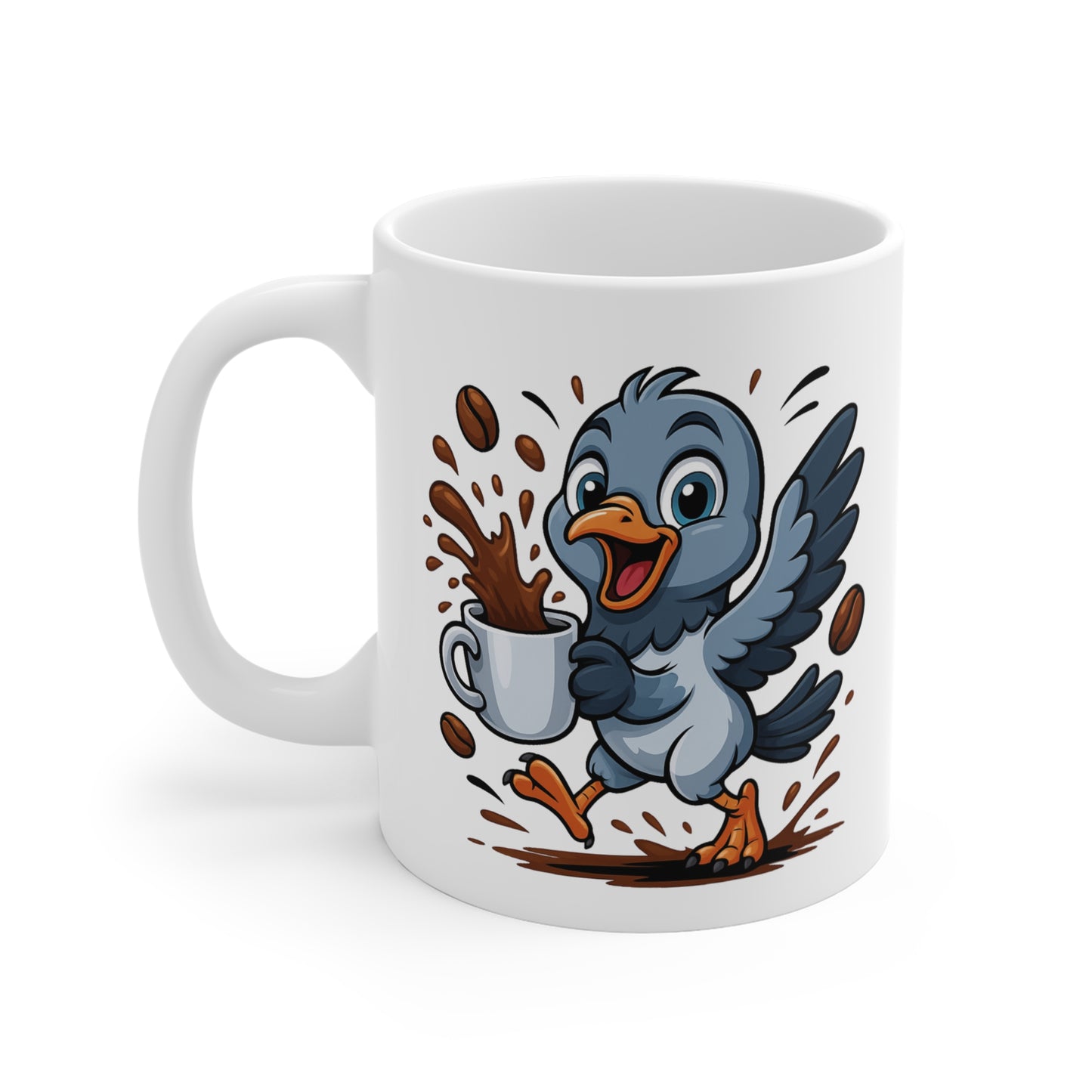 Tasse Pigeon Café – Mug Oiseau Cartoon Rigolo Céramique 325ml – Cadeau Original pour Amoureux du Café et des Animaux
