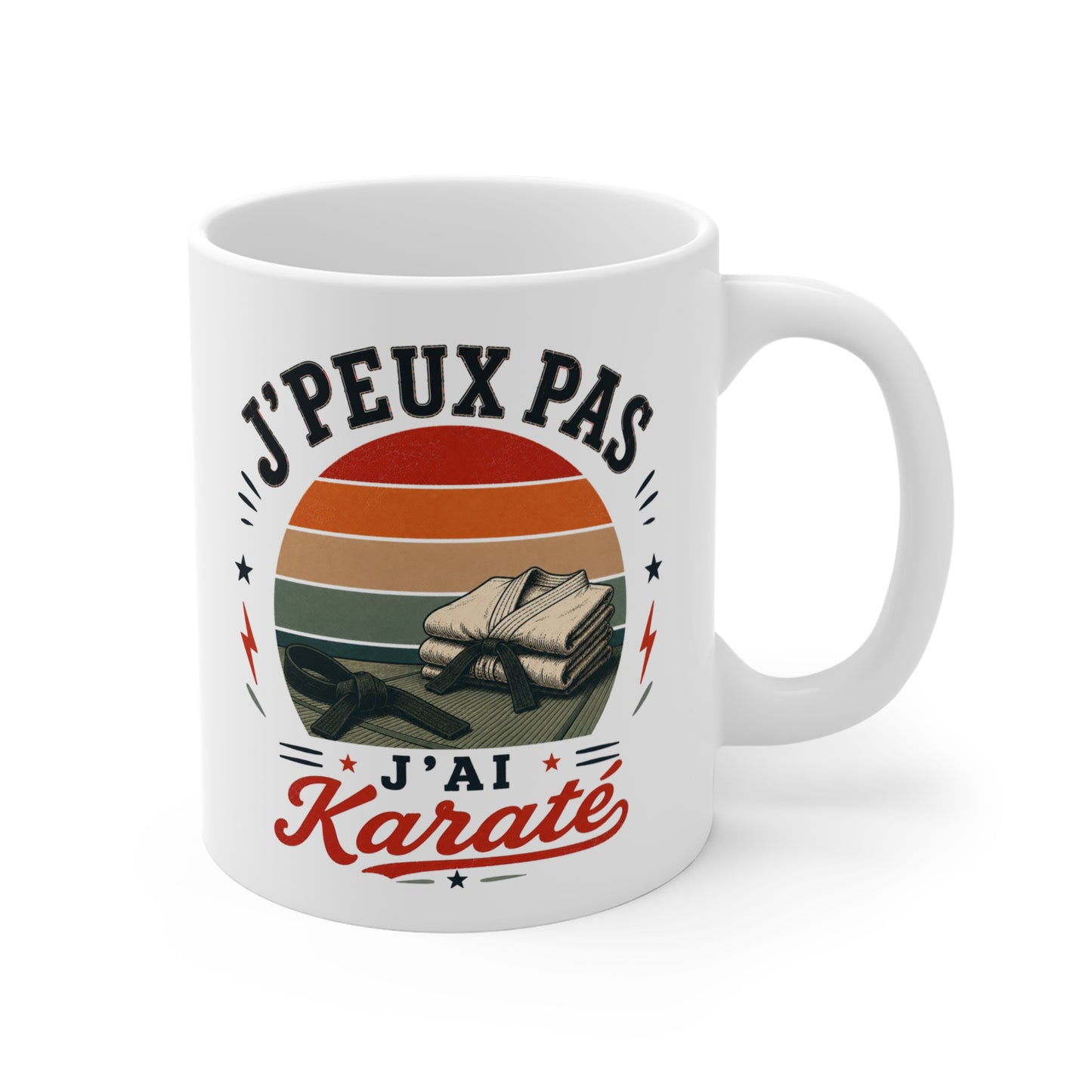 Tasse J’Peux Pas J’Ai Karaté – Mug Humour Karatéka Vintage – Cadeau Arts Martiaux Homme Femme 325ml