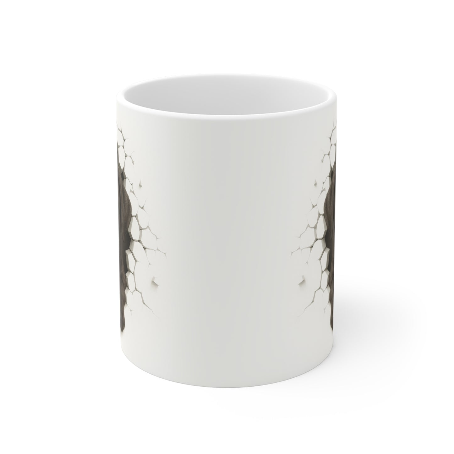 Mug Chiot Effet Mur Cassé – Tasse Chien 3D Trompe-l’œil – Cadeau Original Amoureux des Chiens