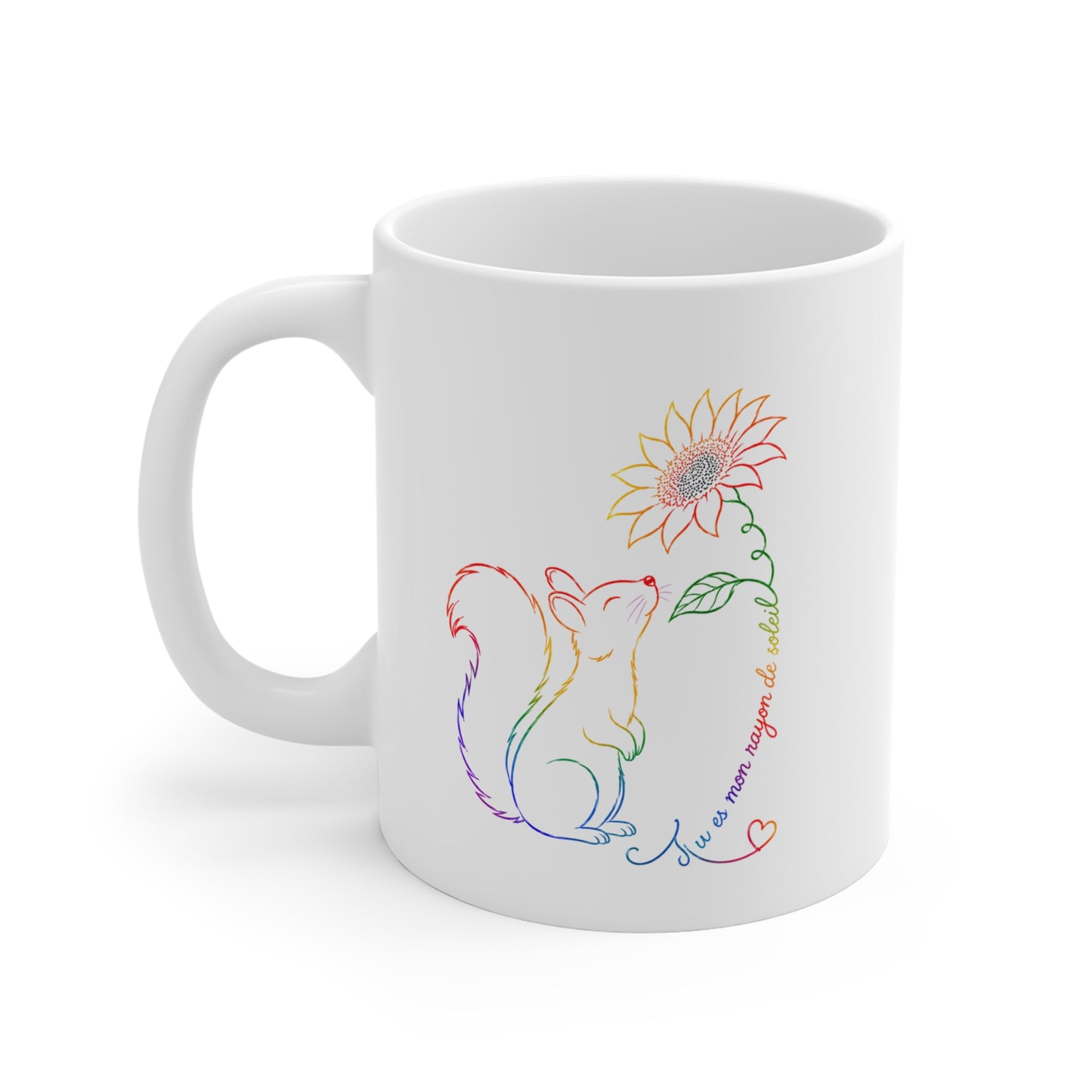 Mug Écureuil et Tournesol – Tasse Animaux Colorée Nature Fleurs – Cadeau Original Amoureux des Écureuils Homme et Femme