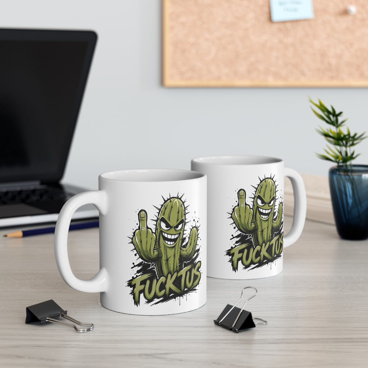 Mug Humour Cactus Doigt d’Honneur – Fucktus – Tasse Drôle Insolente et Décalée – Cadeau Original Homme Femme
