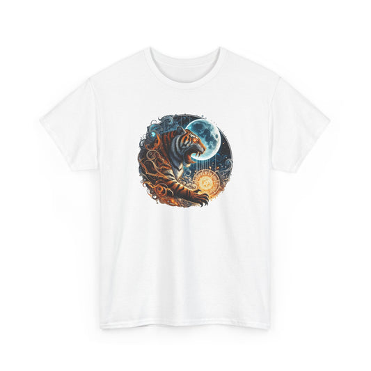 Tee Shirt Tigre Pleine Lune Homme Femme – T-Shirt Tigre Rugissant Mystique – Animal Sauvage Art Fantasy – Design Japonisant