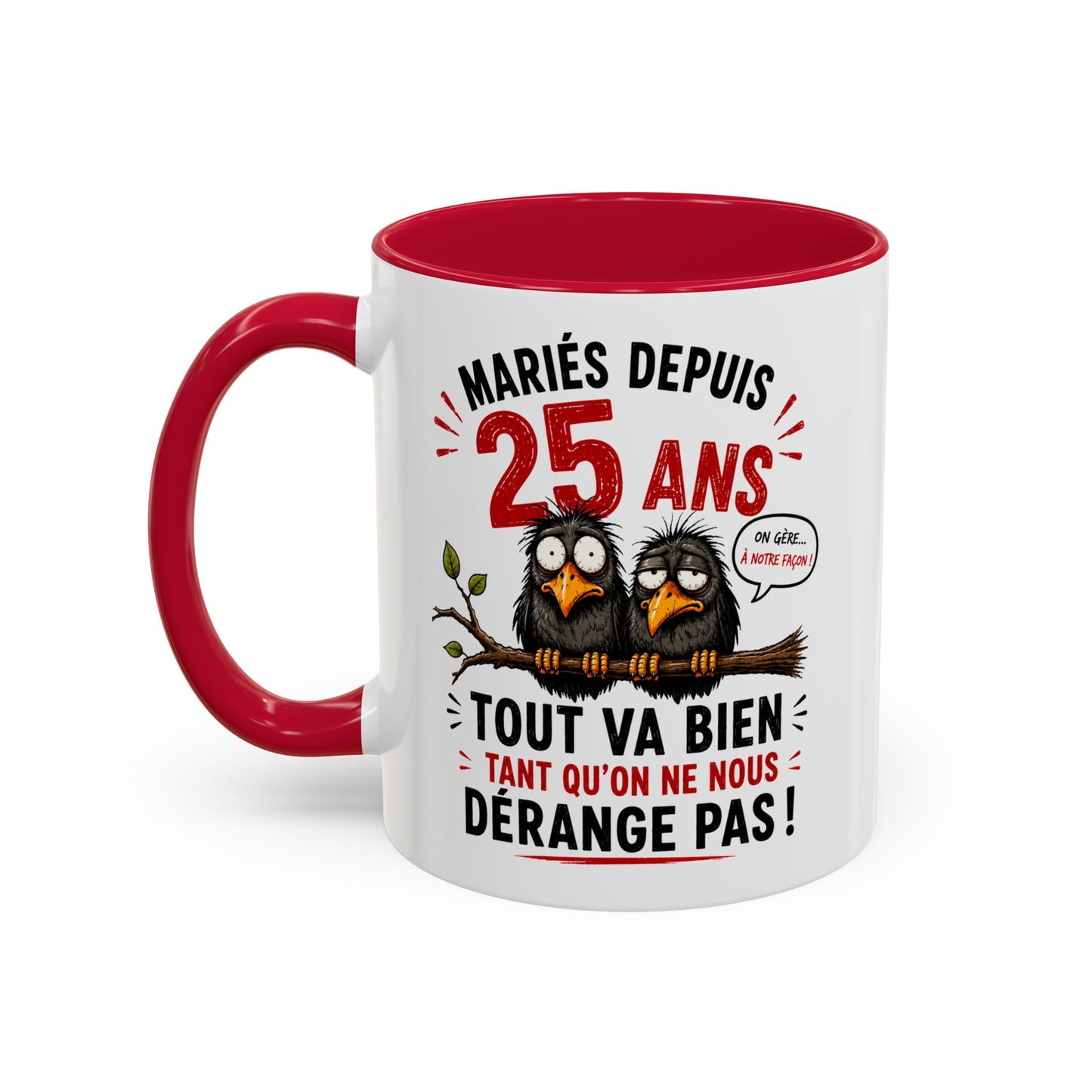 Tasse Mariés Depuis 25 Ans – Mug Humour Anniversaire de Mariage Homme Femme – Cadeau Couple 25 Ans de Mariage 325 ml