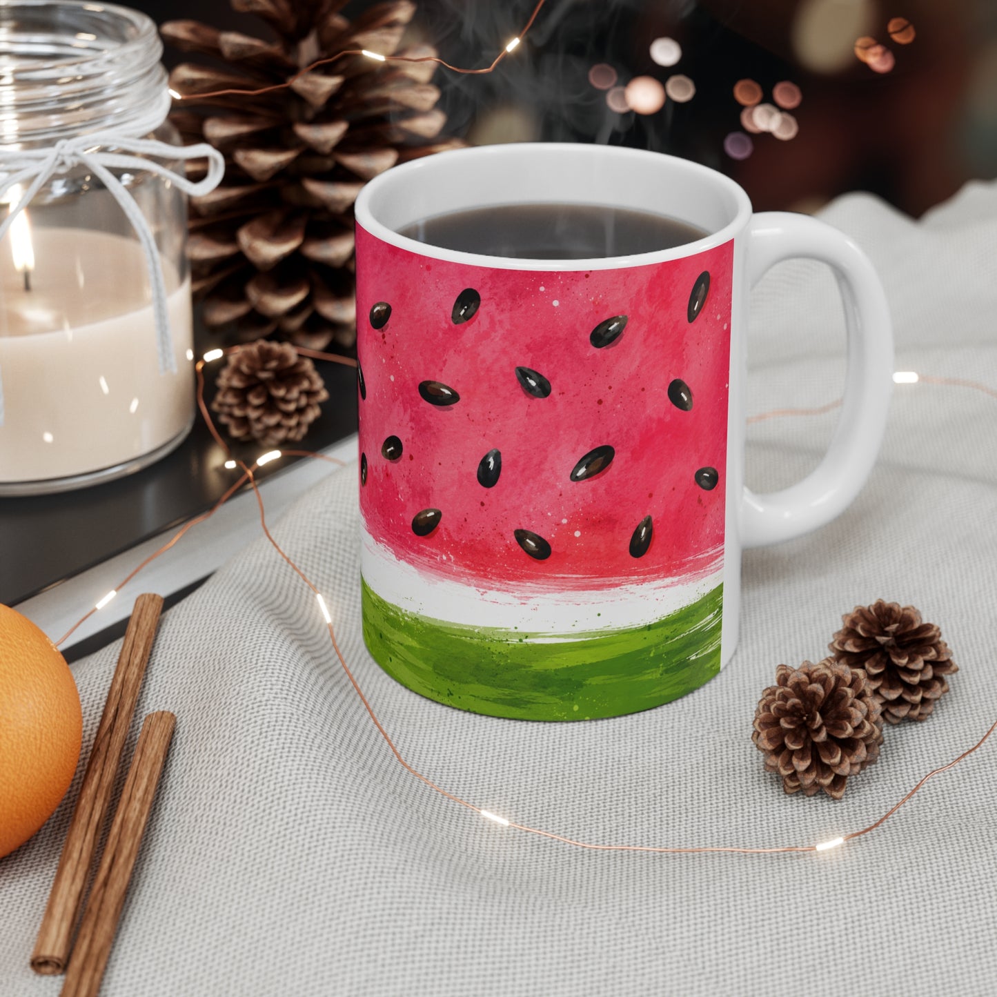 Tasse Pastèque Aquarelle – Mug Fruit Rouge et Vert – Cadeau Été Homme Femme 325ml