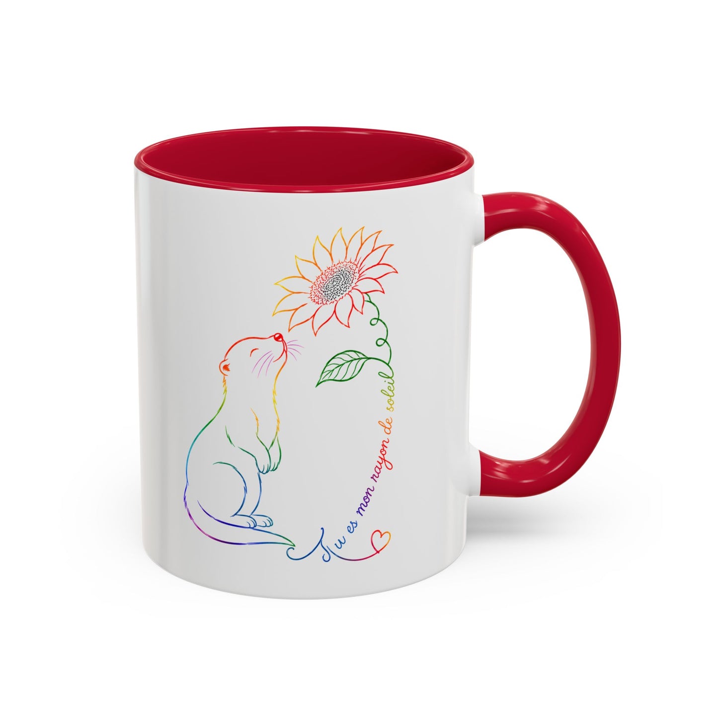 Mug Loutre et Tournesol – Tasse Animaux Colorée Nature Fleurs – Cadeau Original Amoureux des Loutres Homme et Femme Noir Bleu Rouge