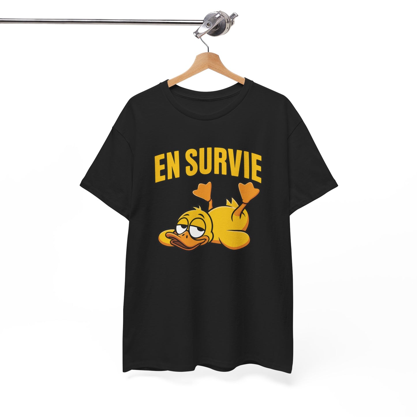 T-Shirt Humour En Survie – Tee Shirt Drôle Canard Fatigué Mode Survie Travail Fatigue Citation Fun Sarcastique Cadeau Homme Femme