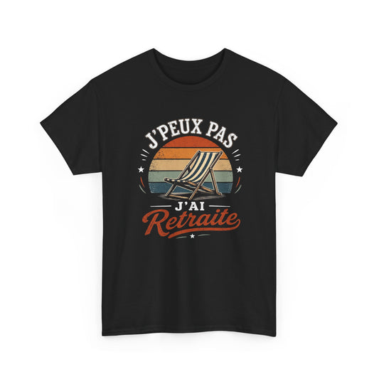 T-Shirt Retraite Humour Homme Femme – J’Peux Pas J’Ai Retraite – Tee Shirt Retraité Vintage Cadeau Départ Retraite Senior Pensionné